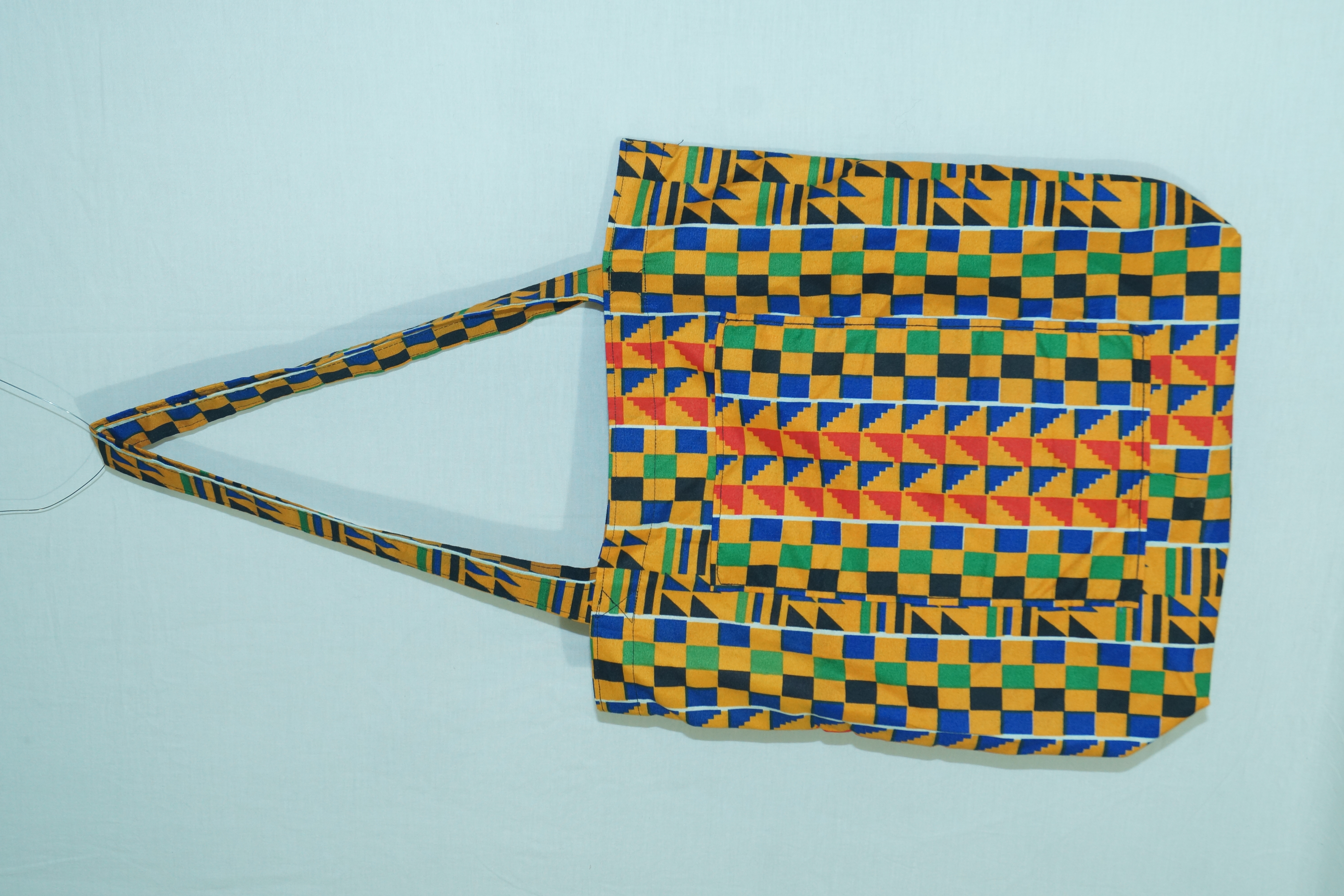 Tote bag orange à carreaux