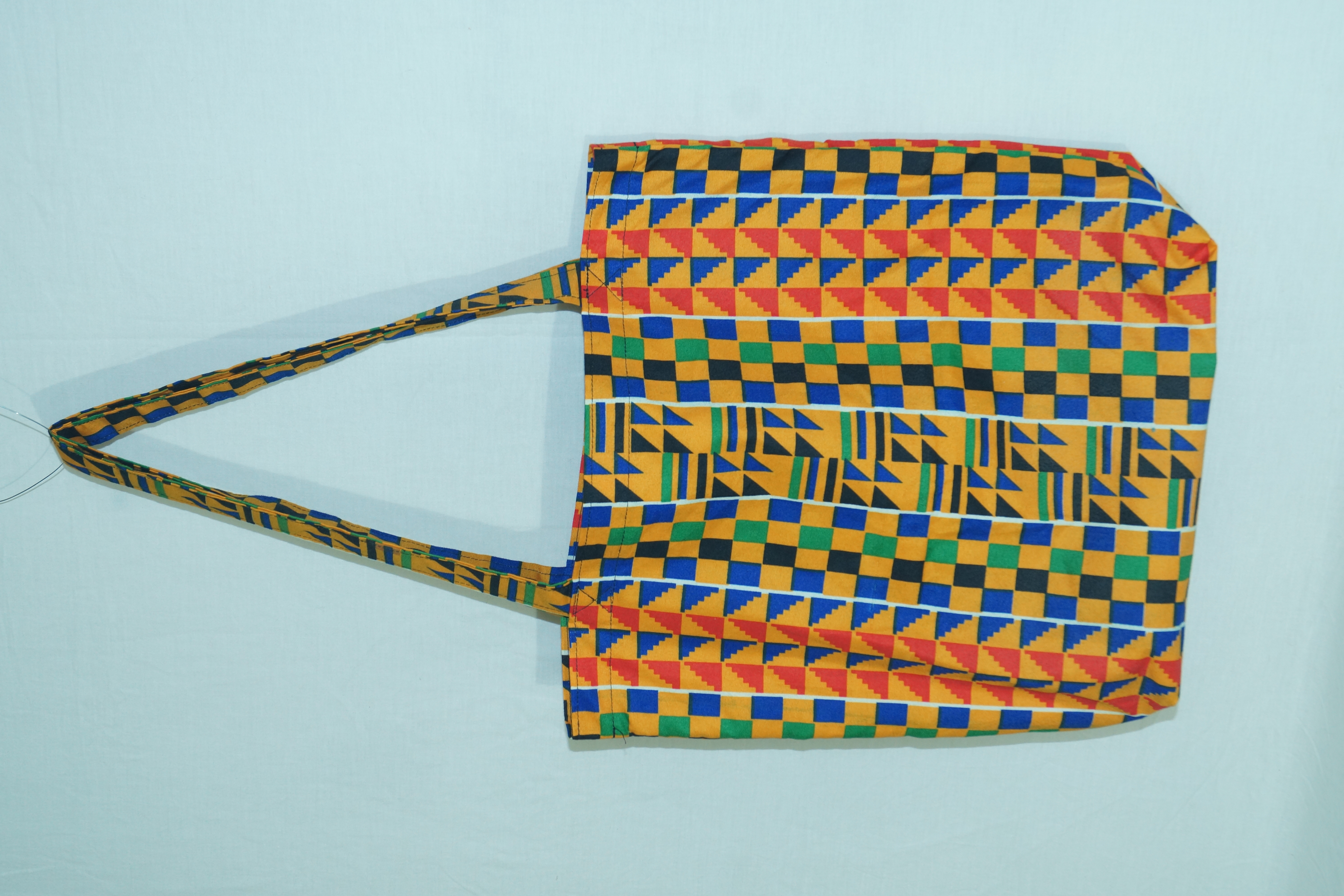 Tote bag orange à carreaux