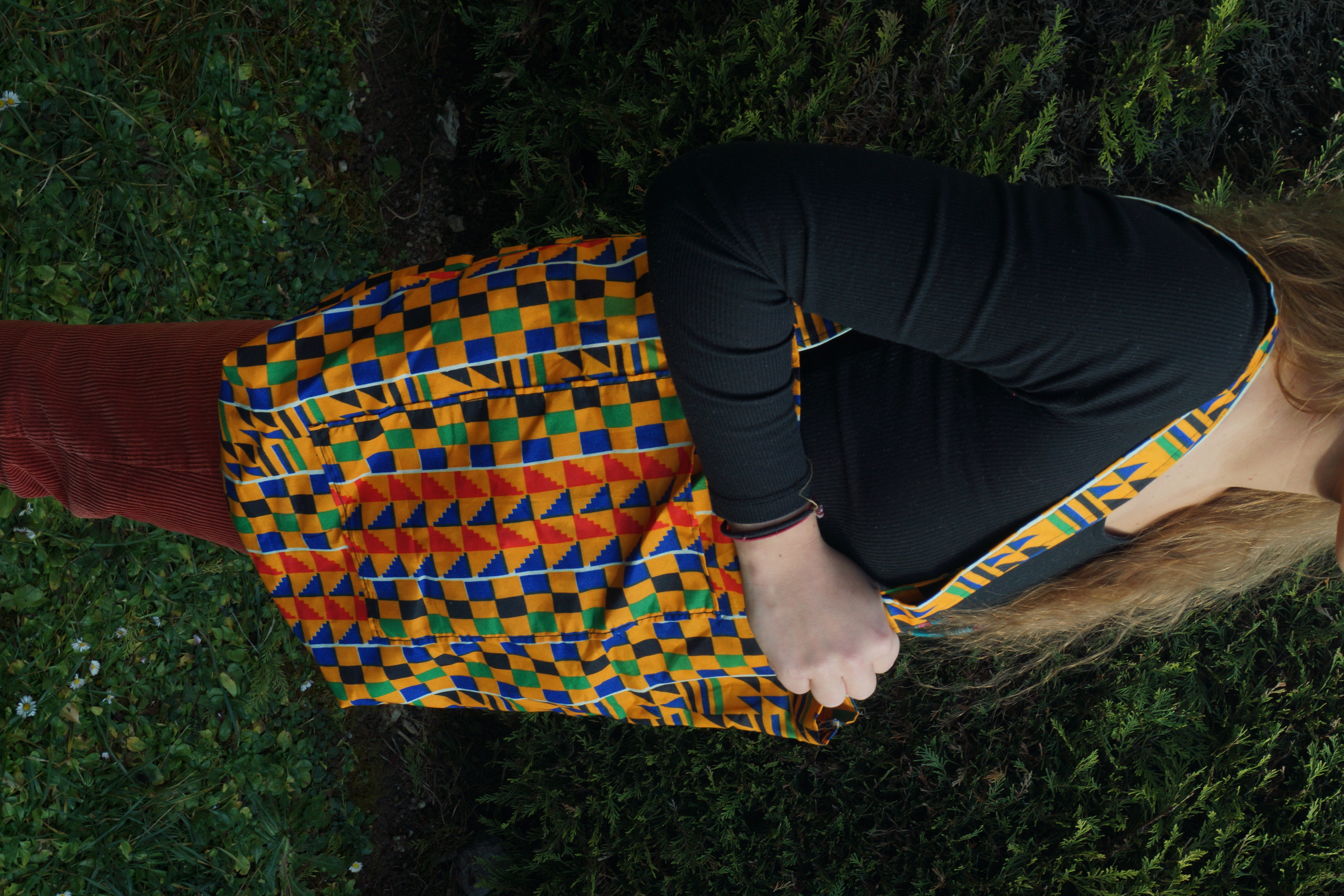 Tote bag orange à carreaux