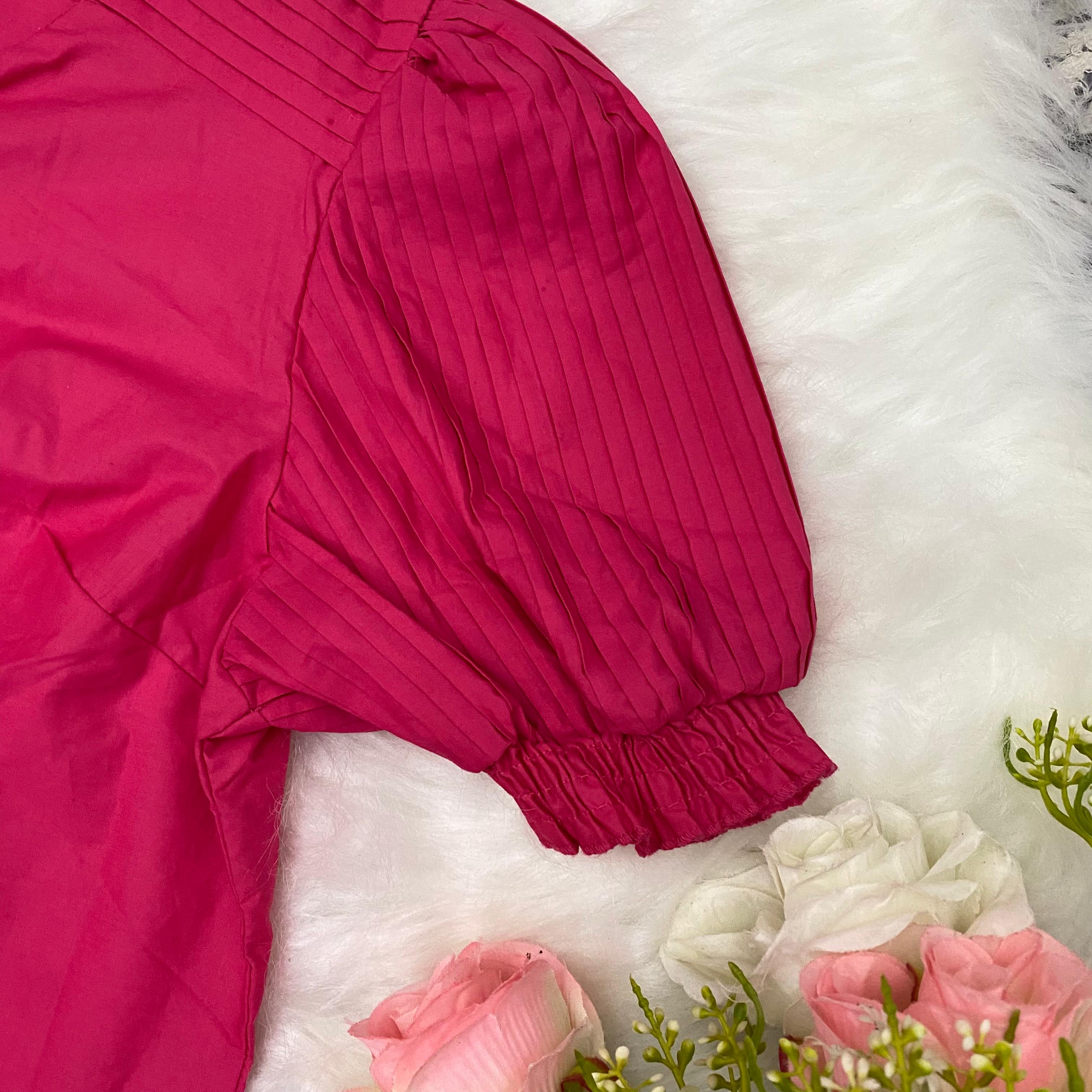 Blusa Rosa com Mangas Bufantes Tamanho M