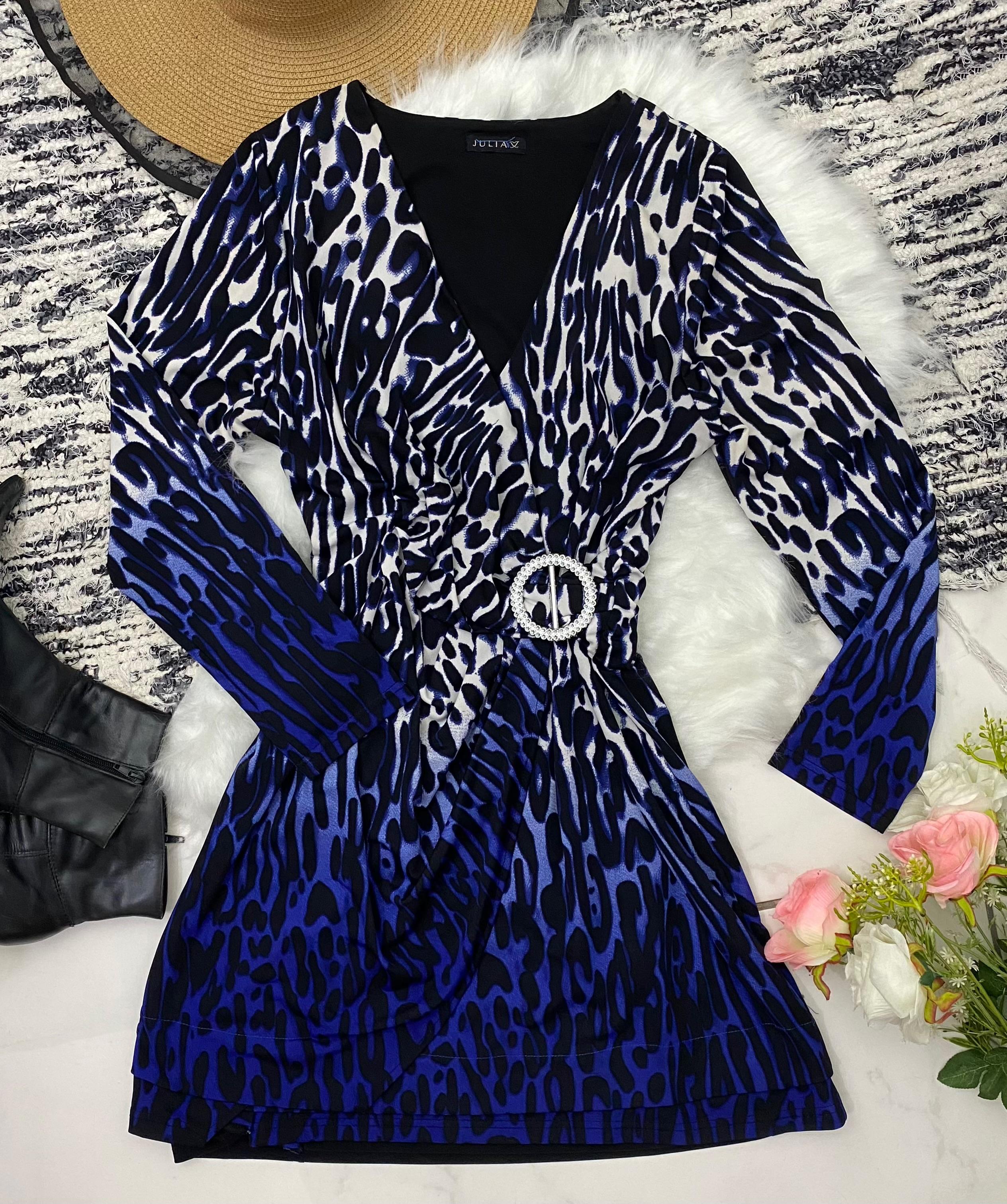 Vestido de festa com Estampa Animal Print Tamanho G