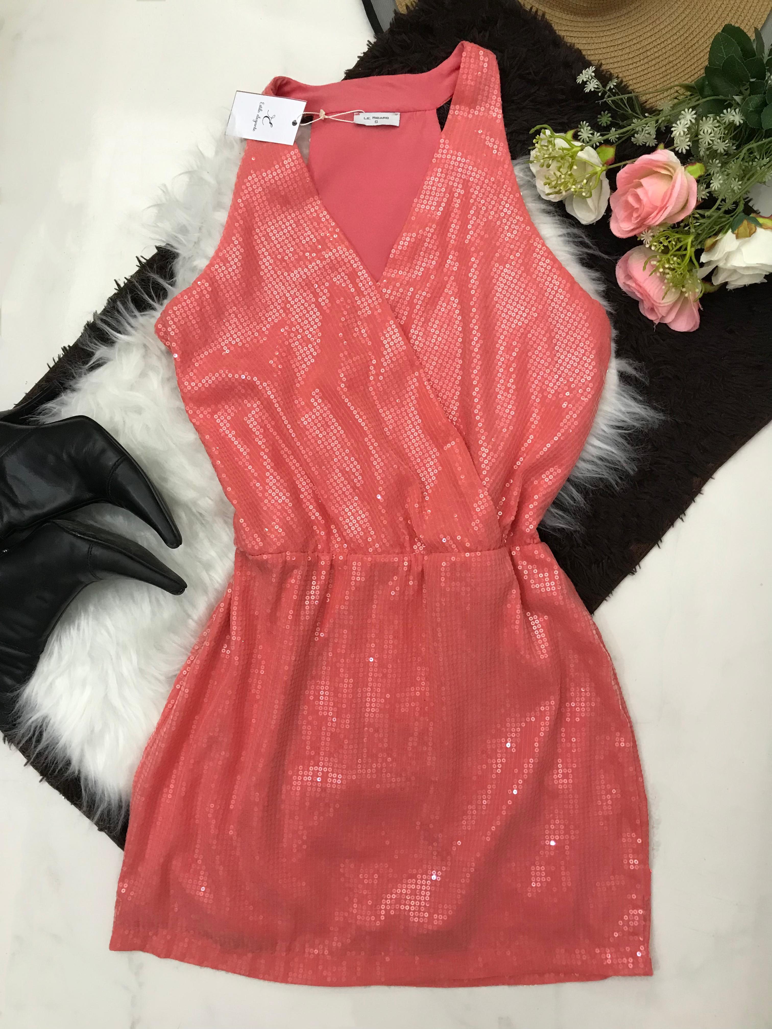 Vestido Rosa de Paetê - Tam G