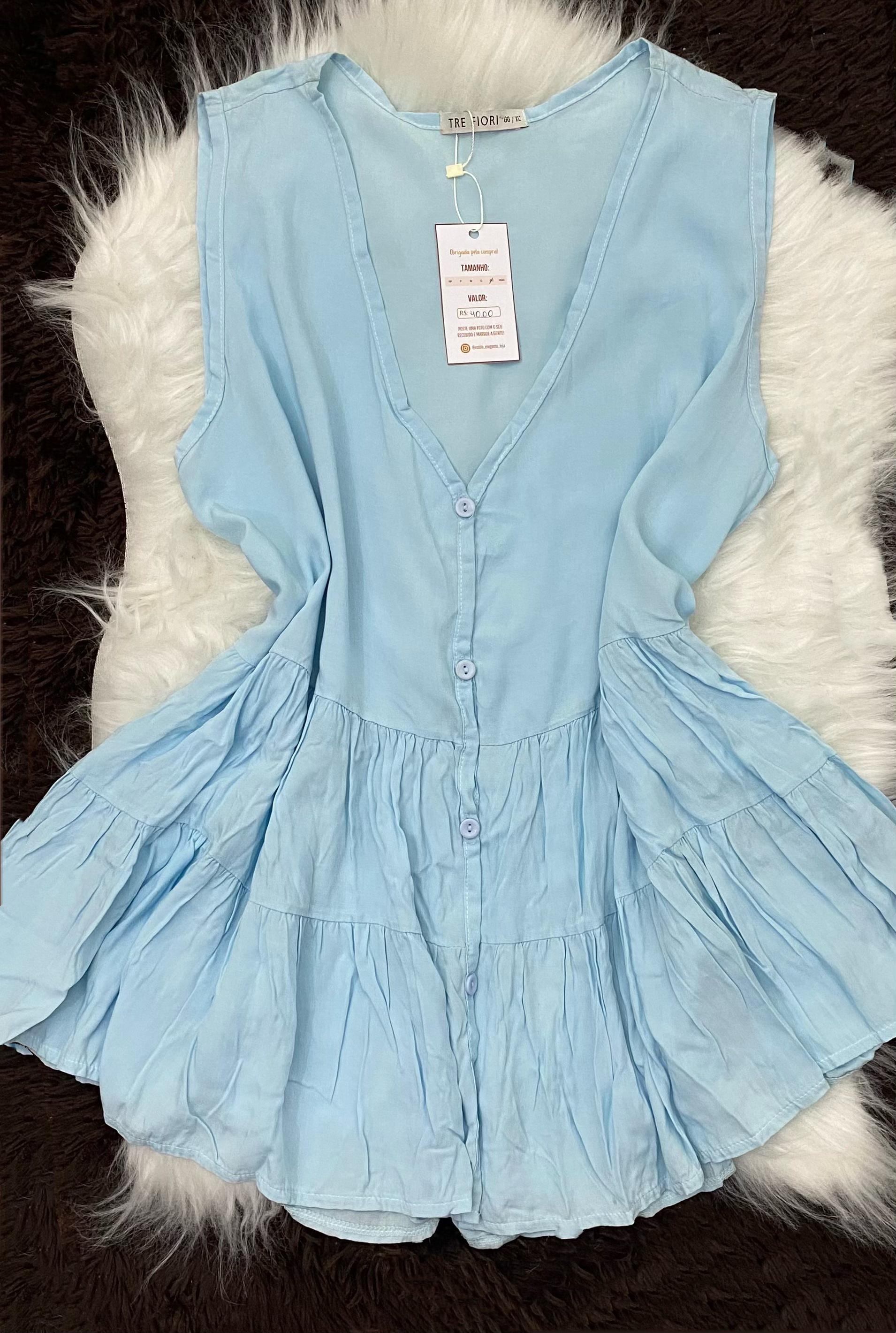 Blusa Bata Azul Claro - Tam GG