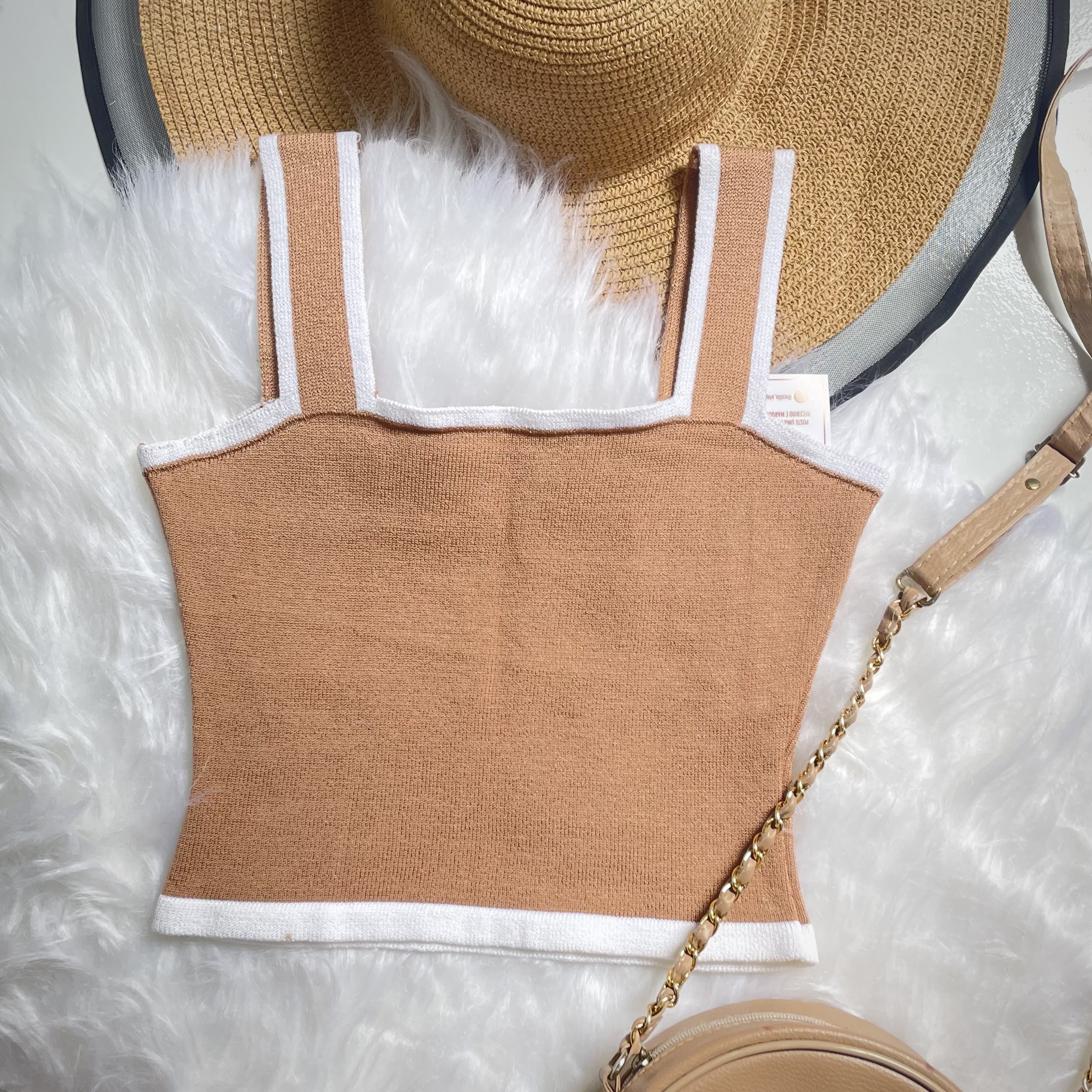 Crooped de Tricô Bege