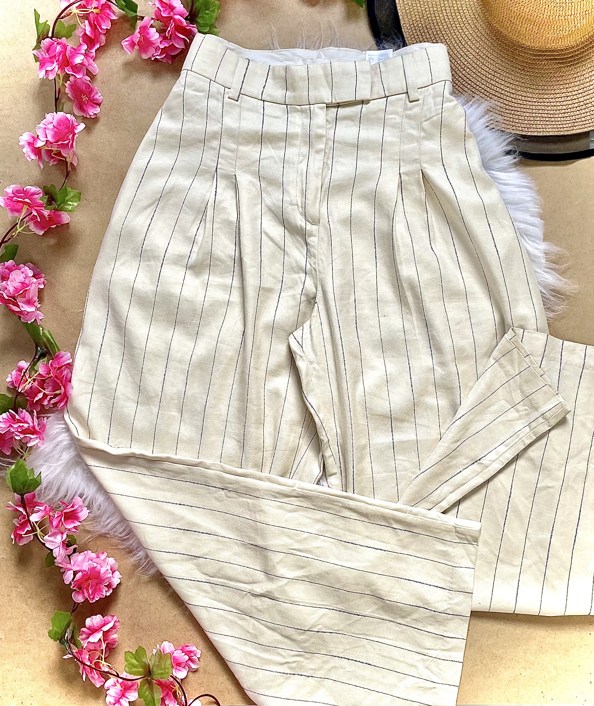 Calça de Linho Listrada