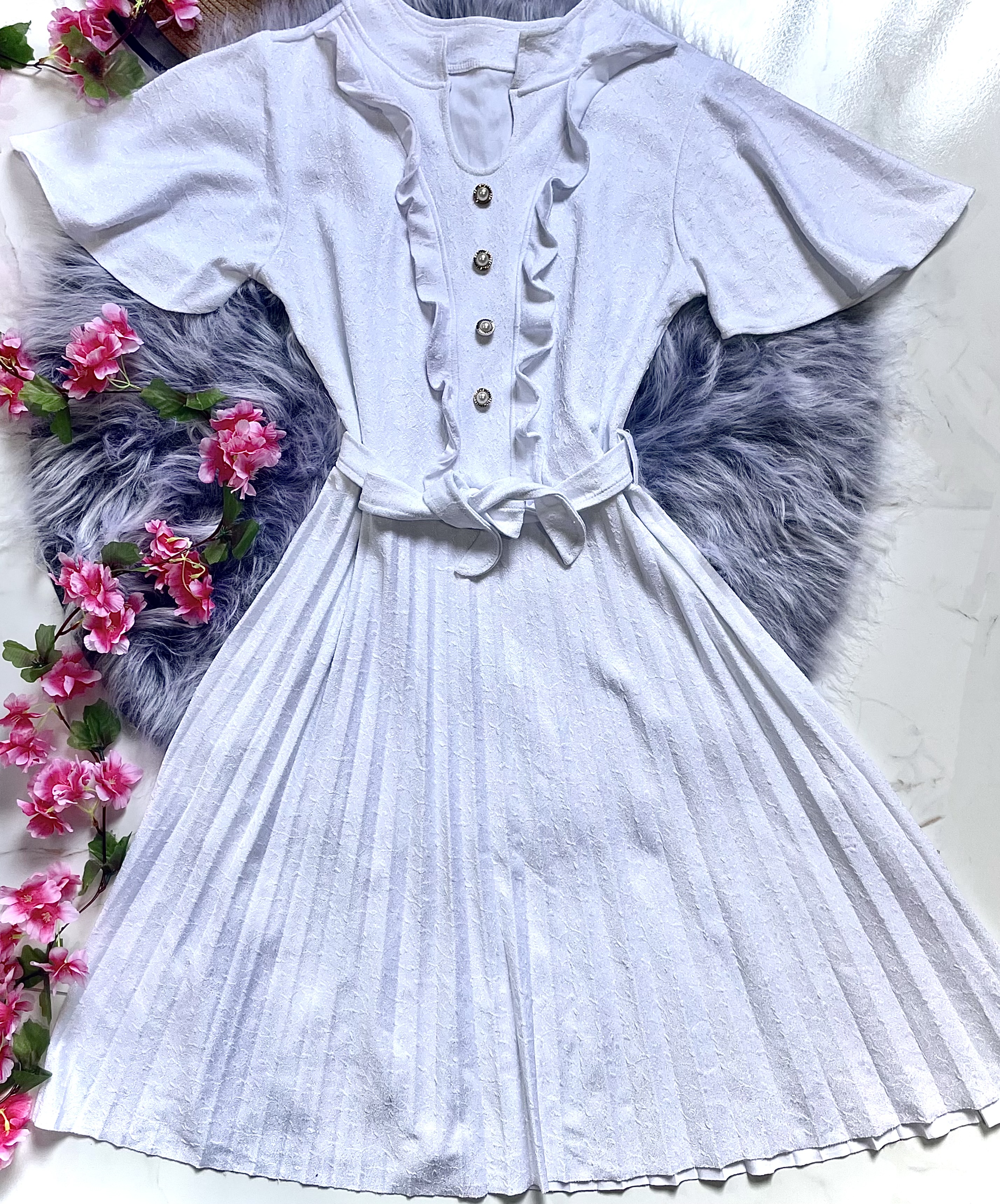 Vestido Branco Plissado