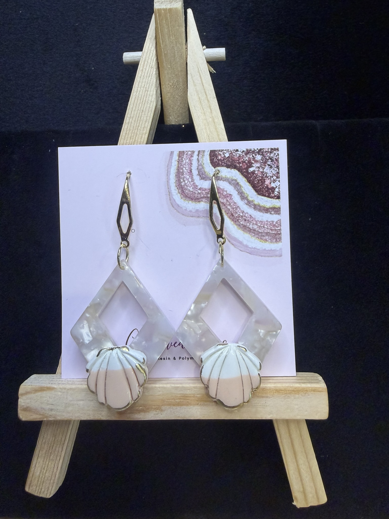 Geometric Shell Drop Earrings