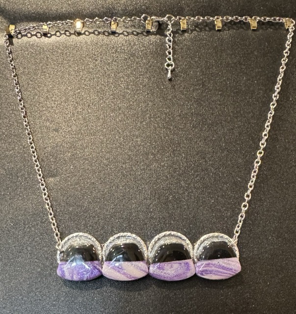 Elegant Purple/Black faux Stone Polymer Clay Pendant