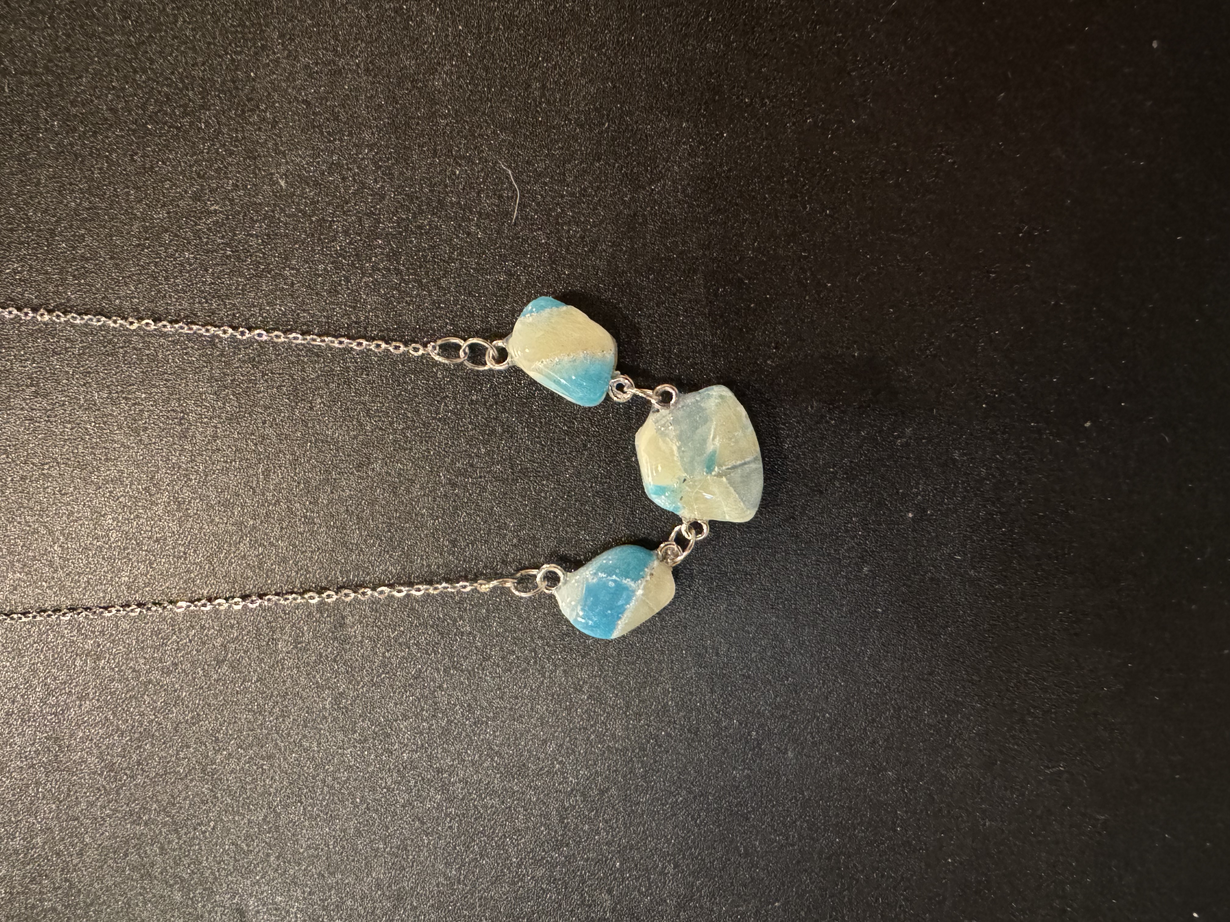 Elegant Blue and White Faux Stone Clay Pendant