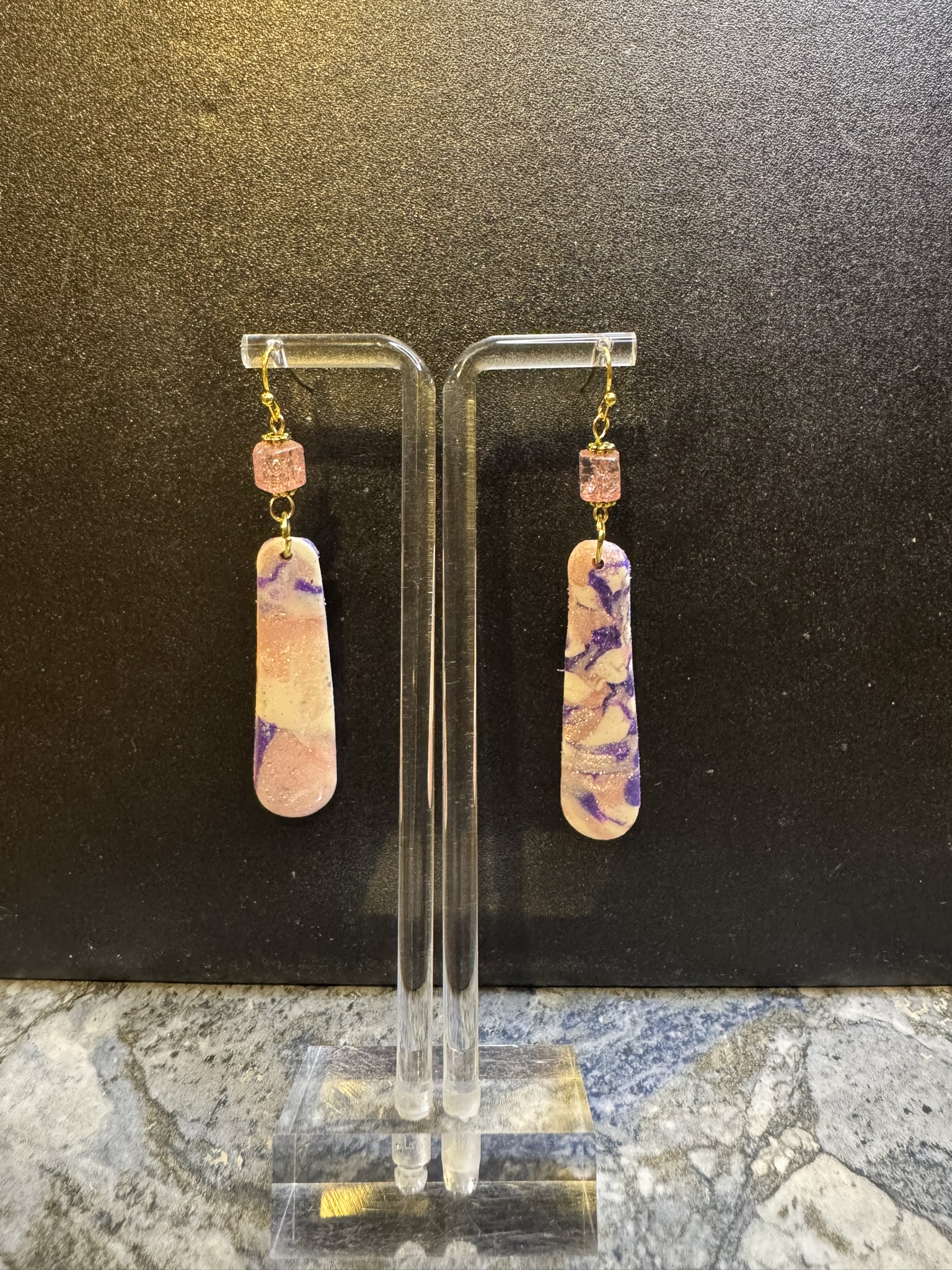 Faux Stone Clay Dangle Earrings