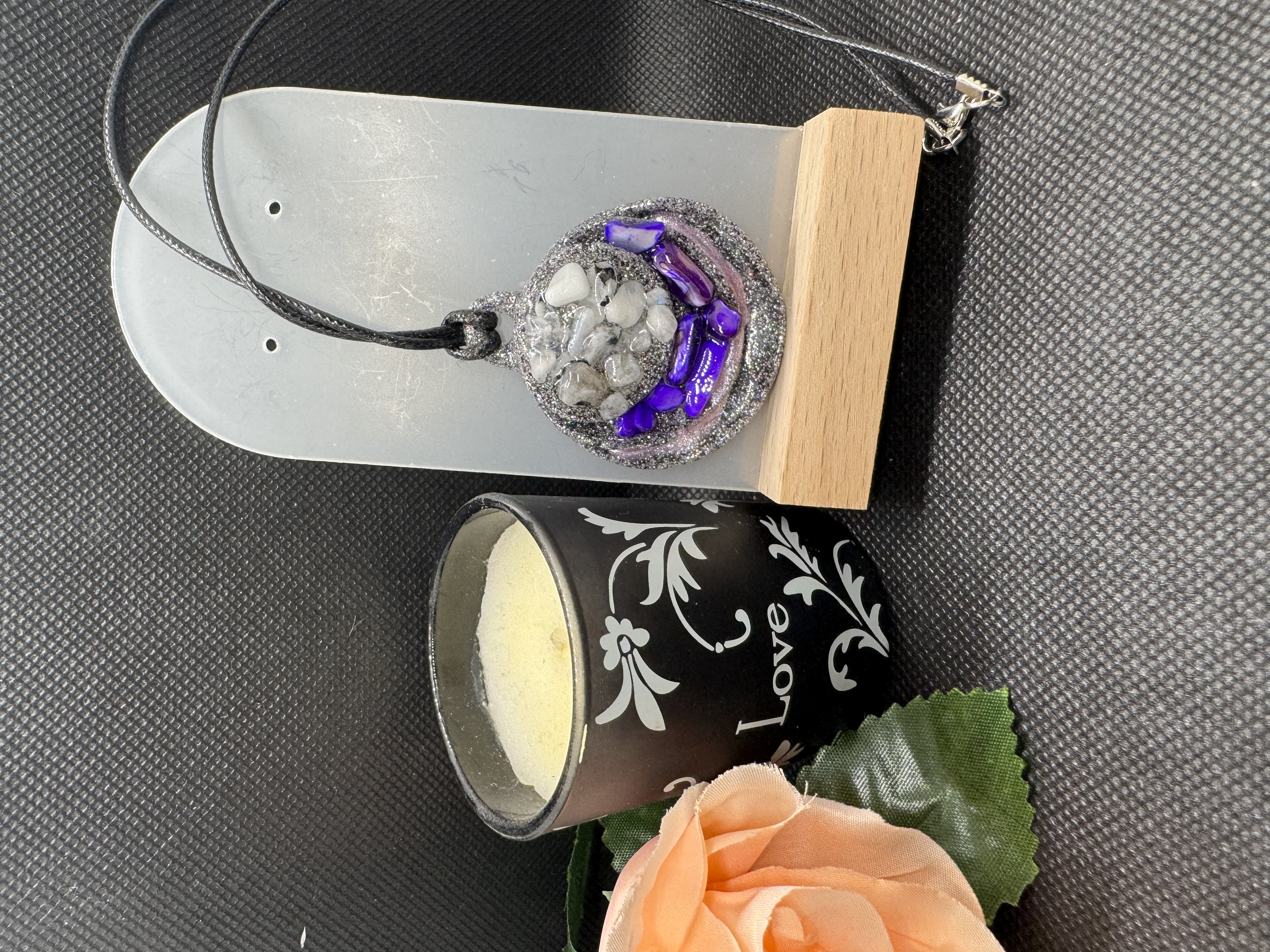 Moonstone with Purple Abalone