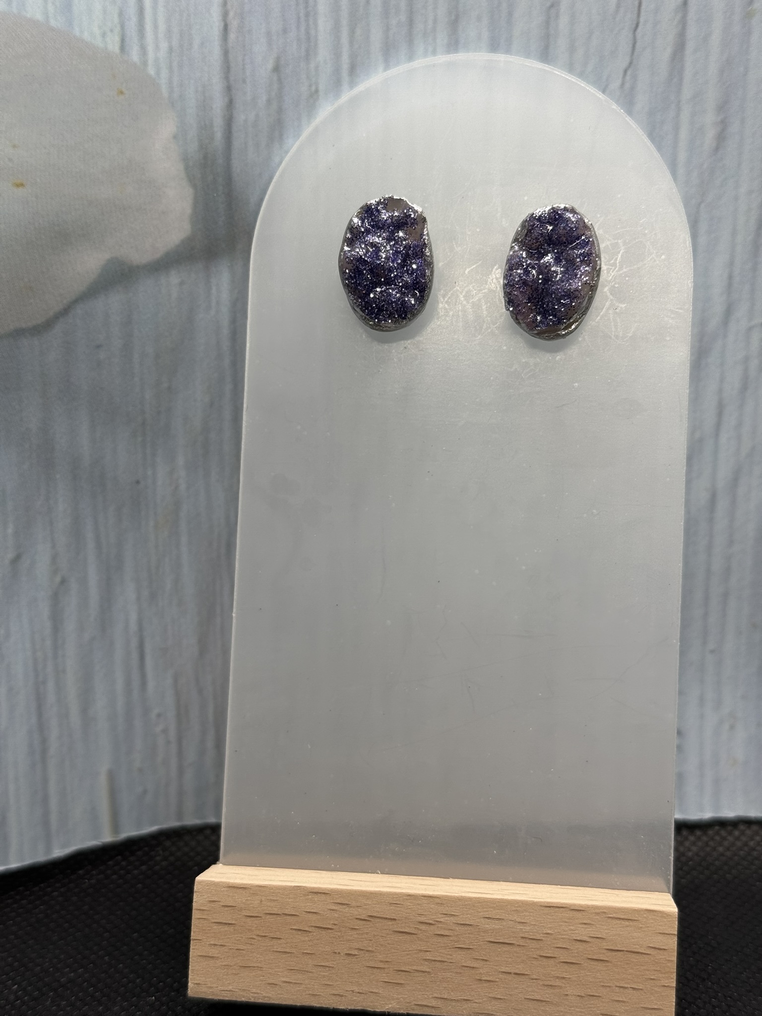 Purple Druzy Earrings