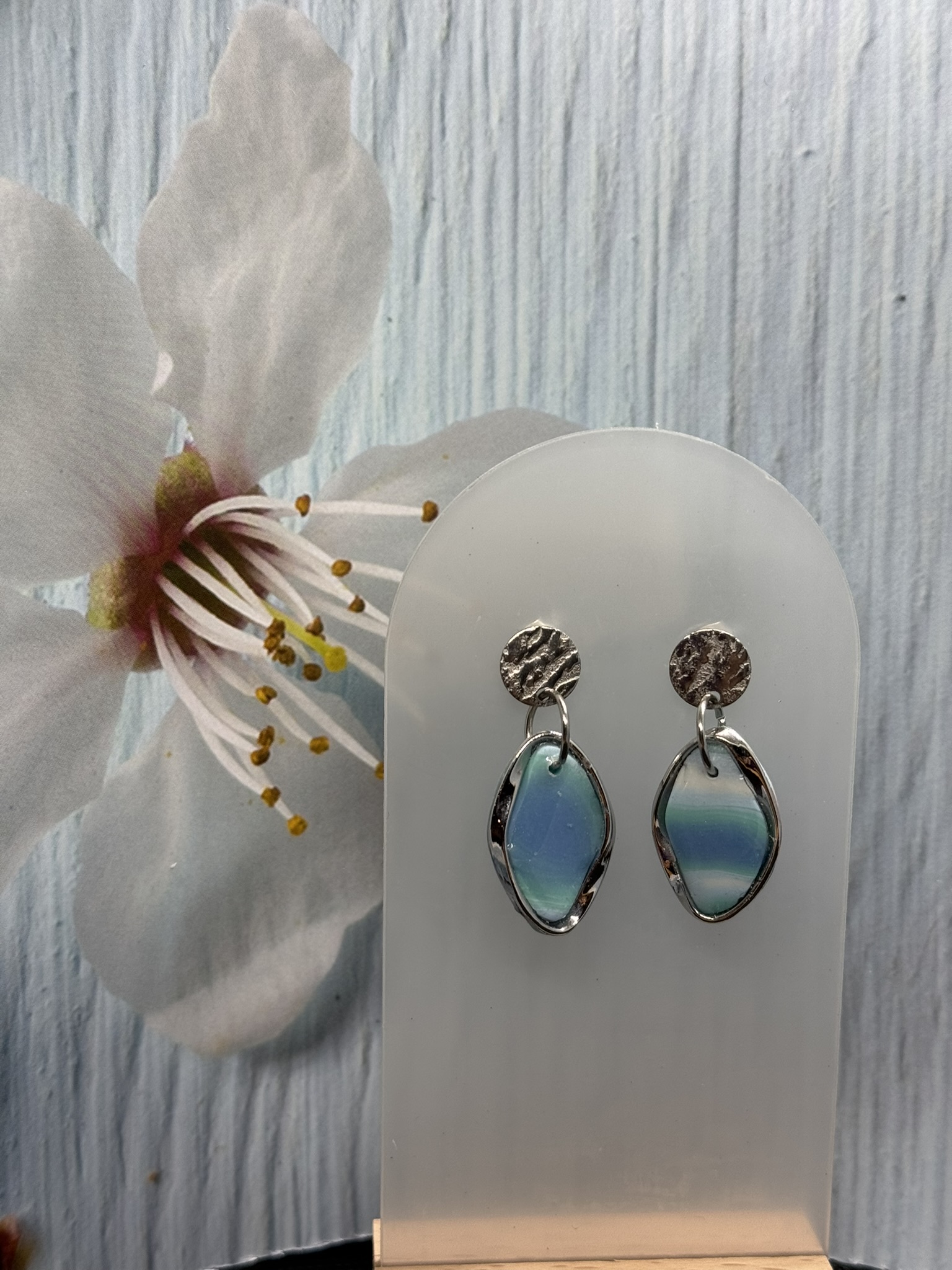 Larimar Silver Dangle Earrings