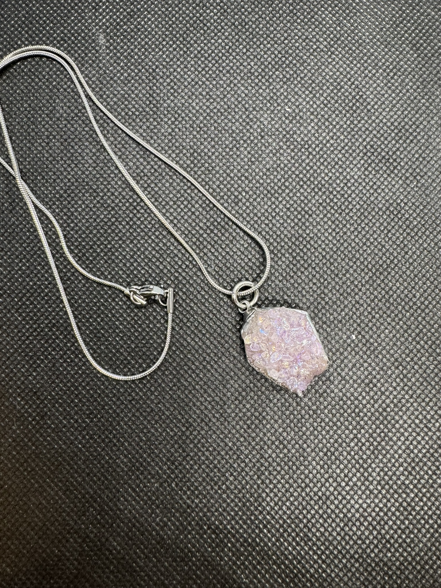 Iridescent lilac drusy pendant