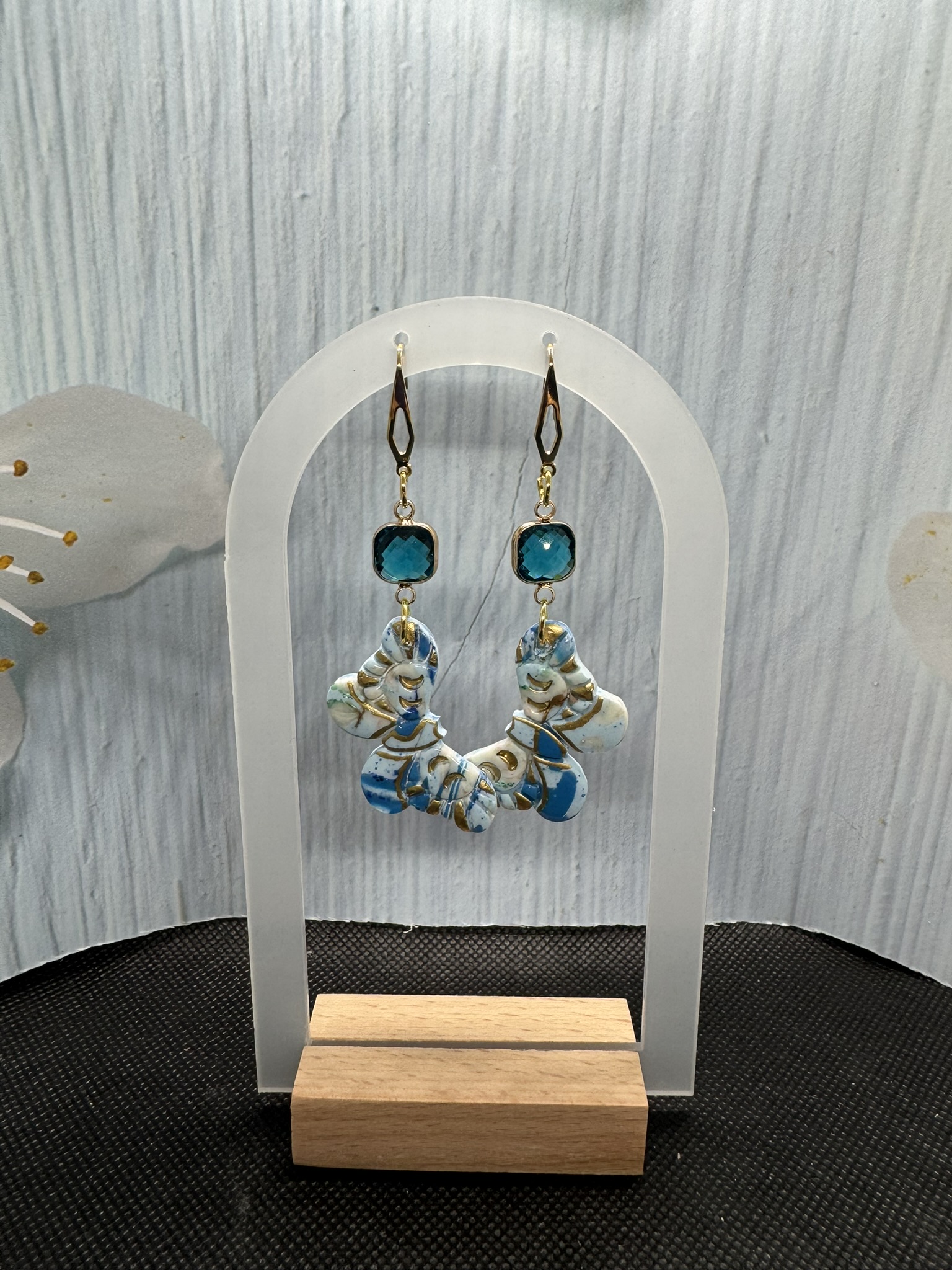 Butterfly Dangles on Crystal Bead