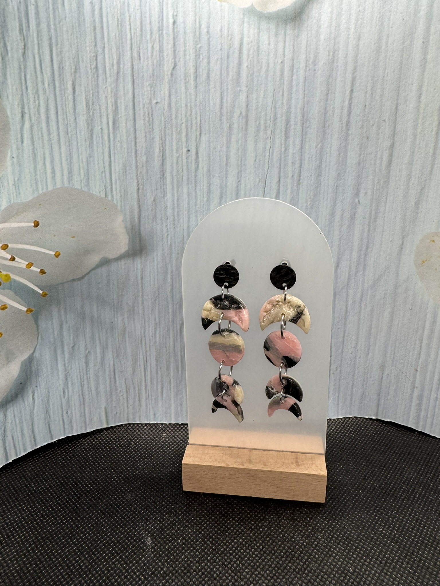 Lunar phase statement earrings