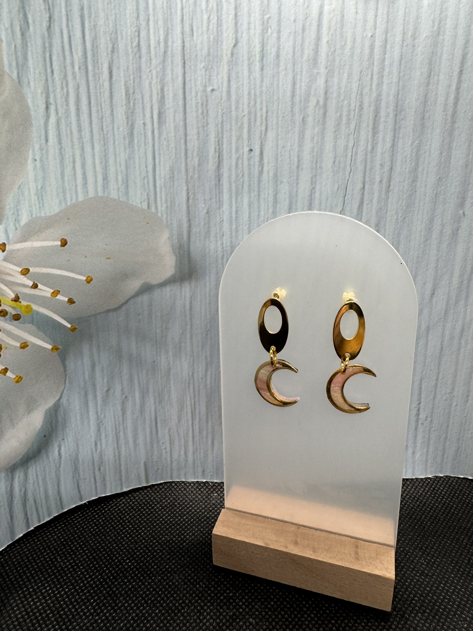 Minimalist Moon and Oval Earrings