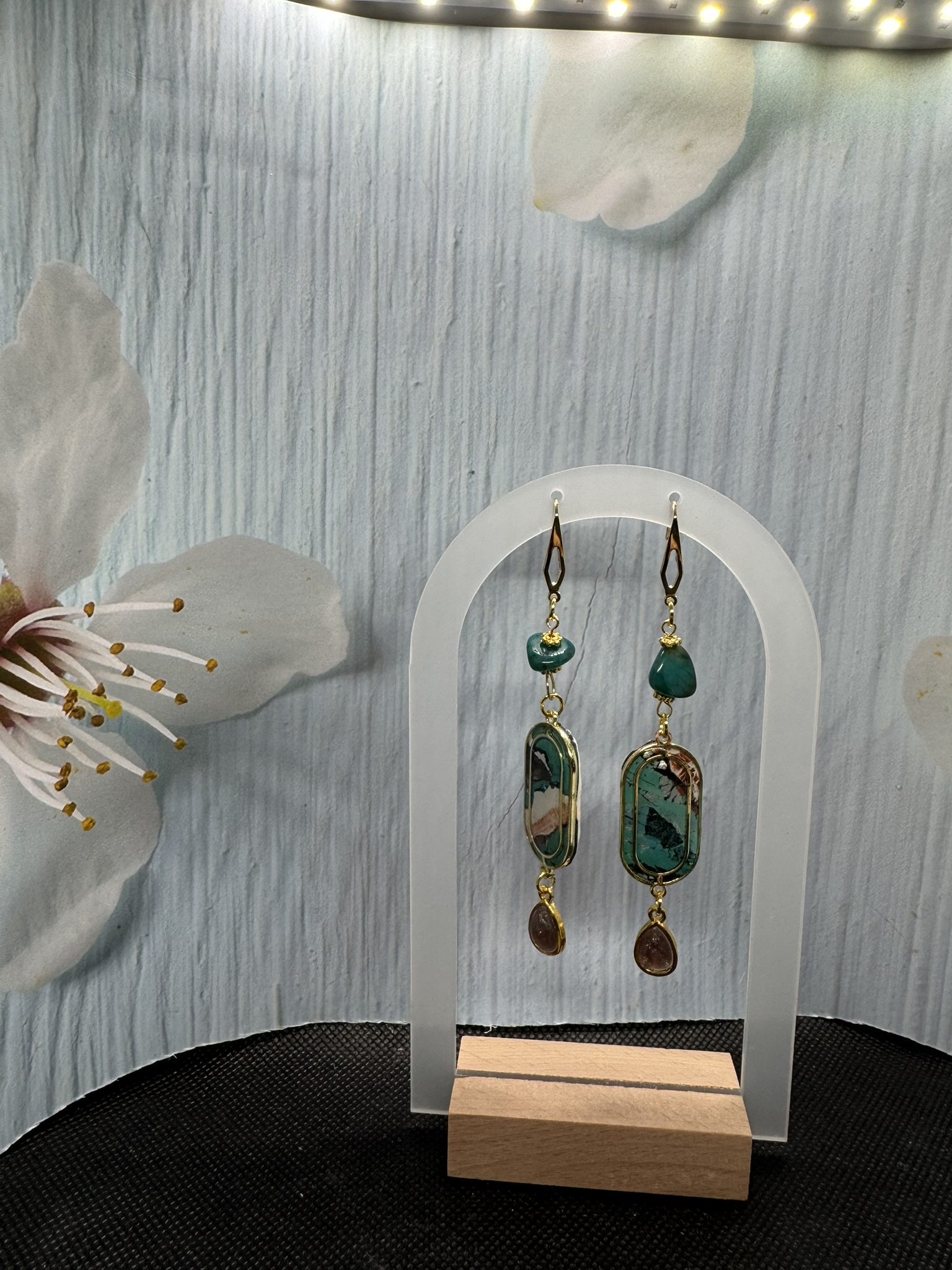 Faux Stained Glass Clay free form Dangle Earrings