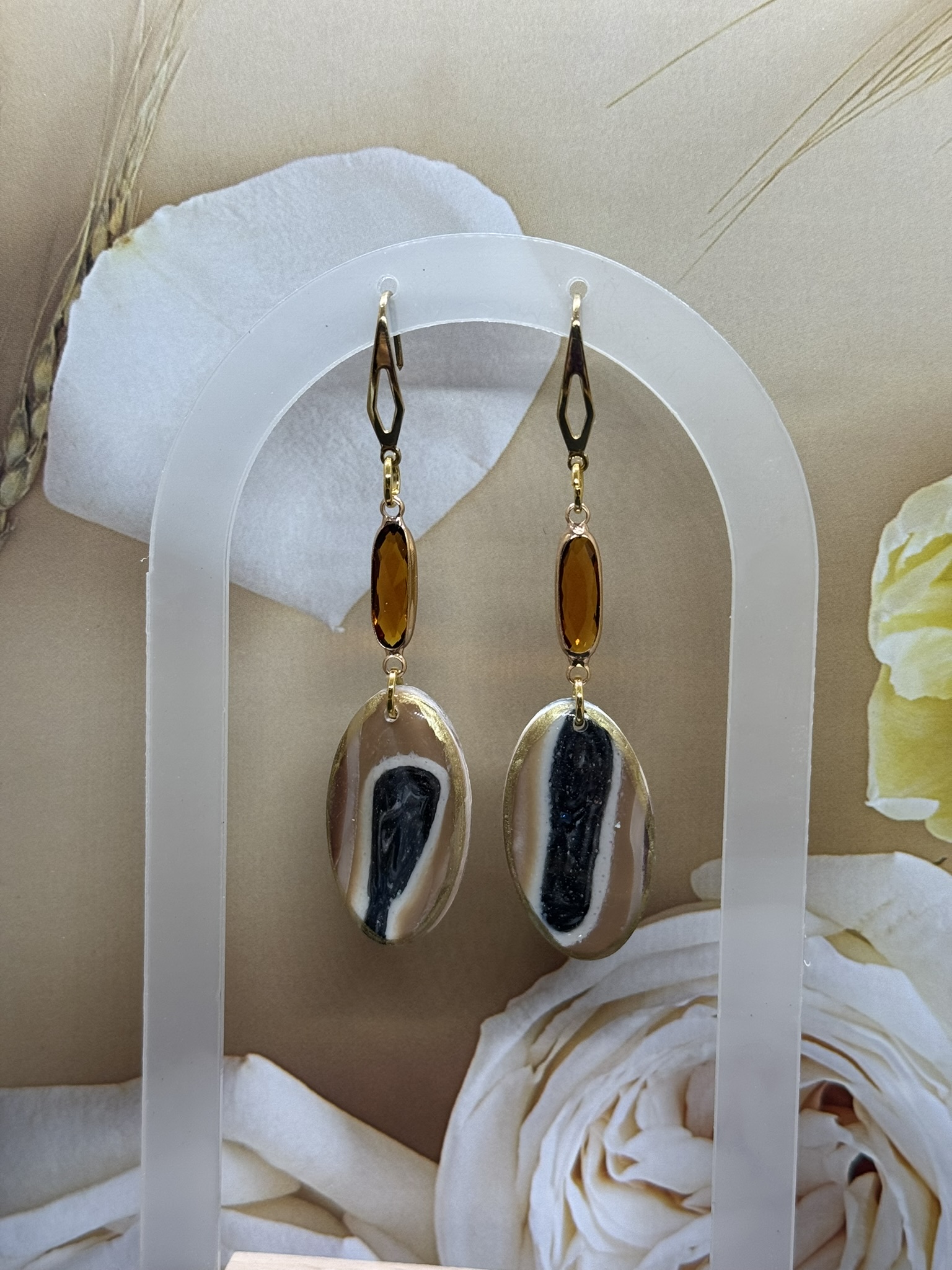 Oval Dangle Crystal Earrings
