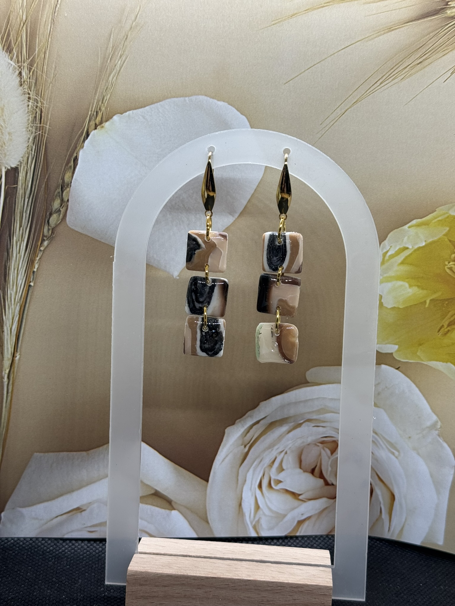 Geometric Square Dangle Earrings