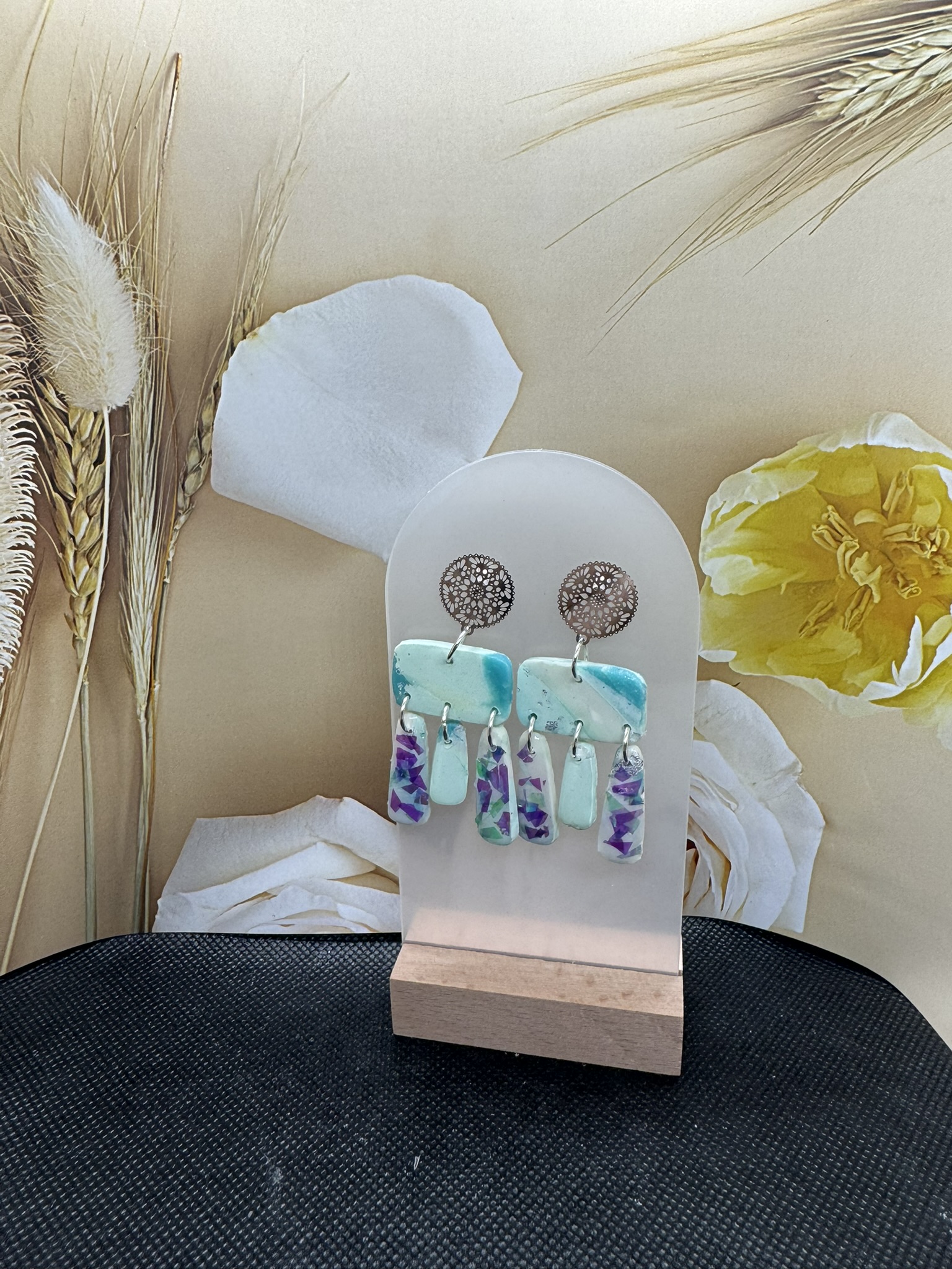 Faux Opal Boho Dangle Earrings
