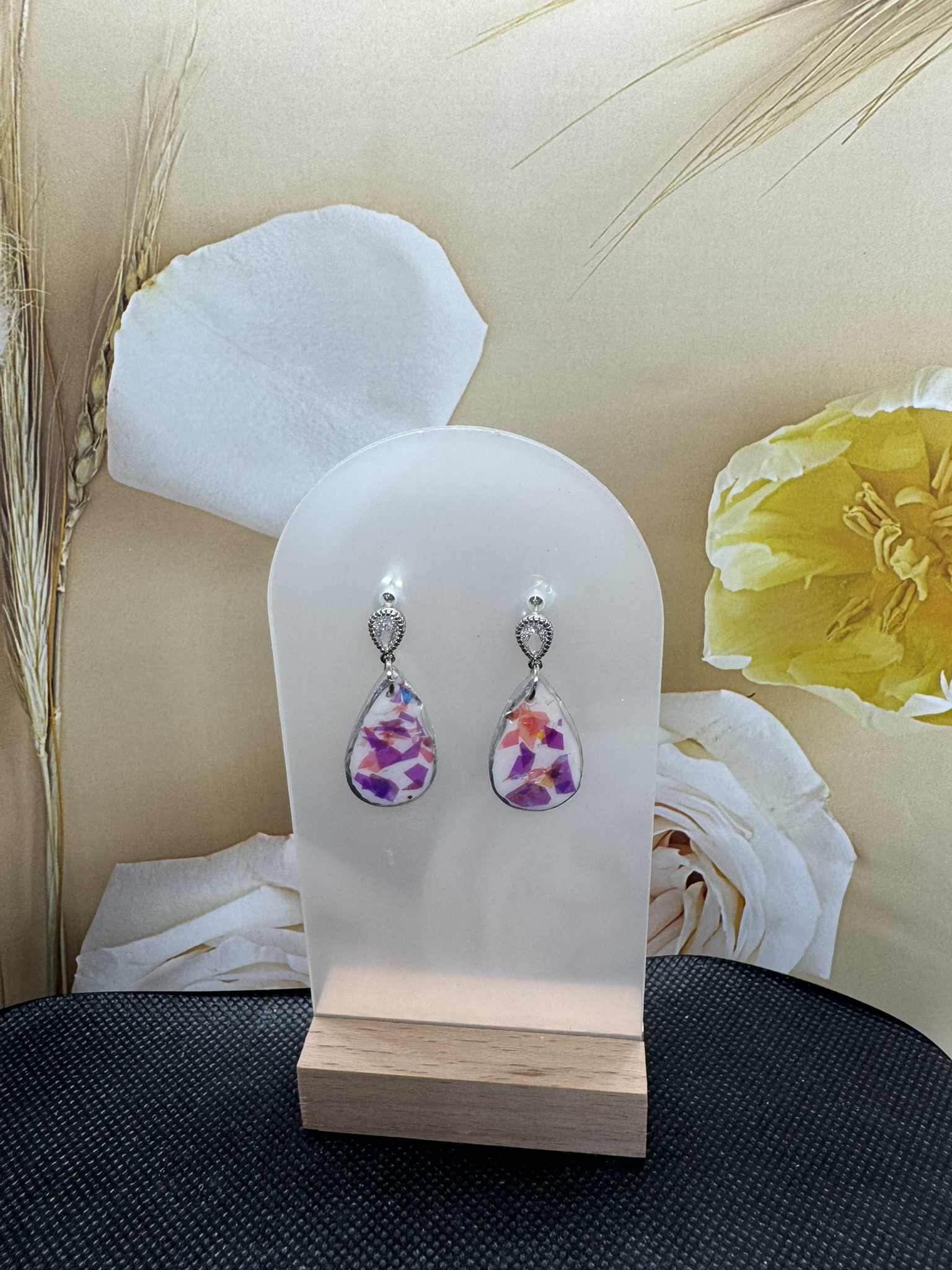 Faux Opal Teardrop Earrings