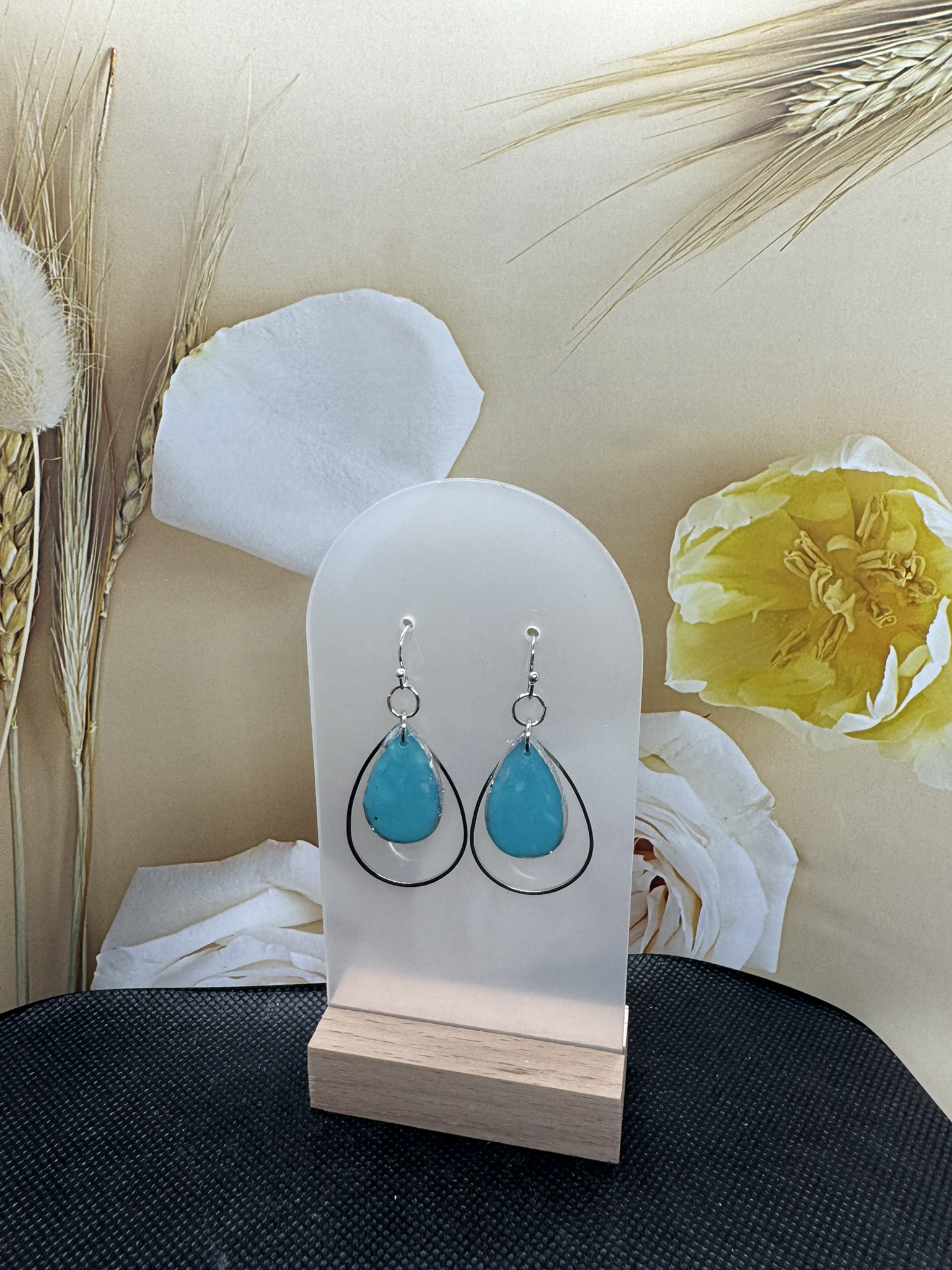 Faux Opal and Turquoise Teardrop Earrings