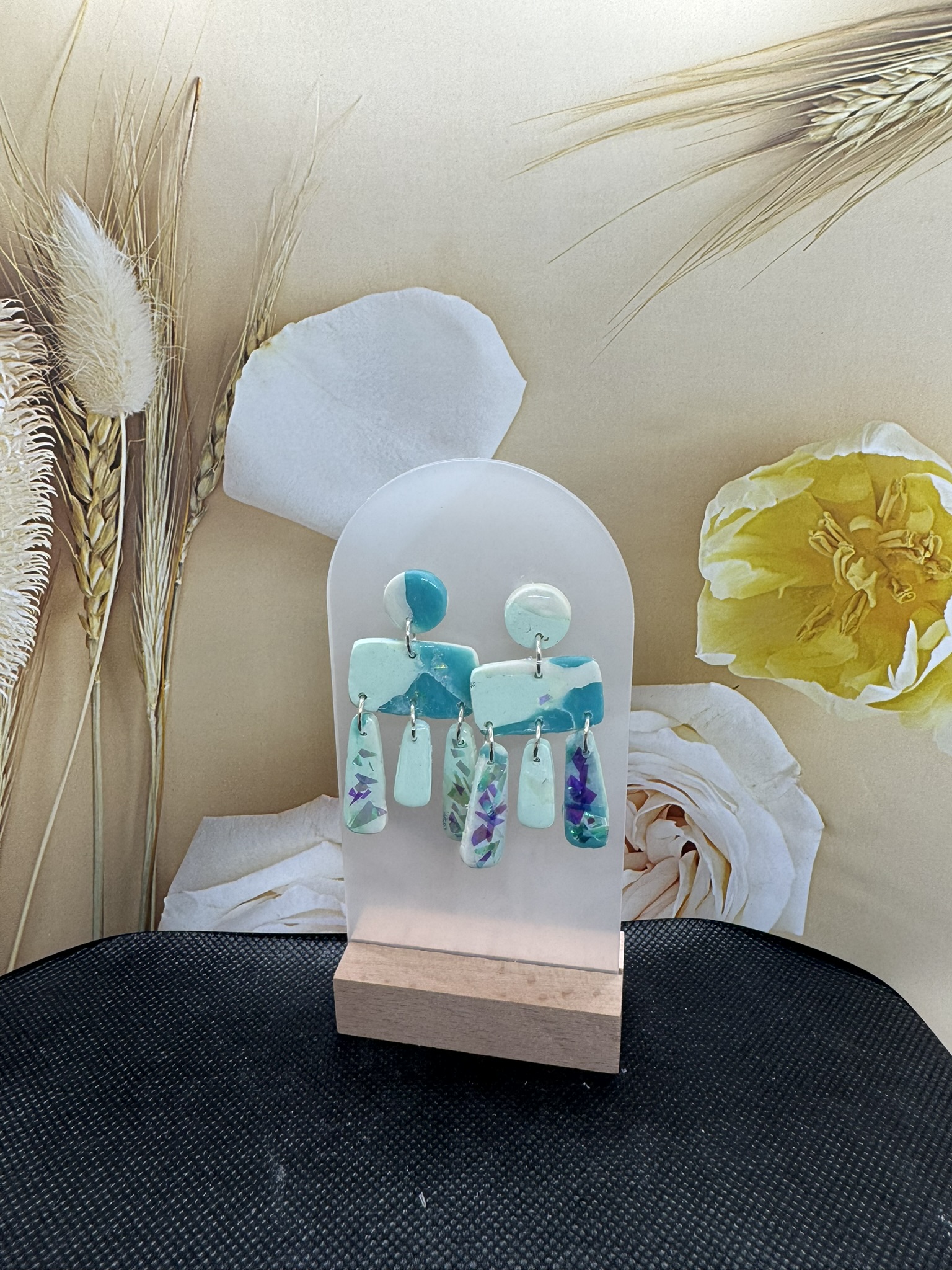 Faux Opal Boho Dangle Earrings