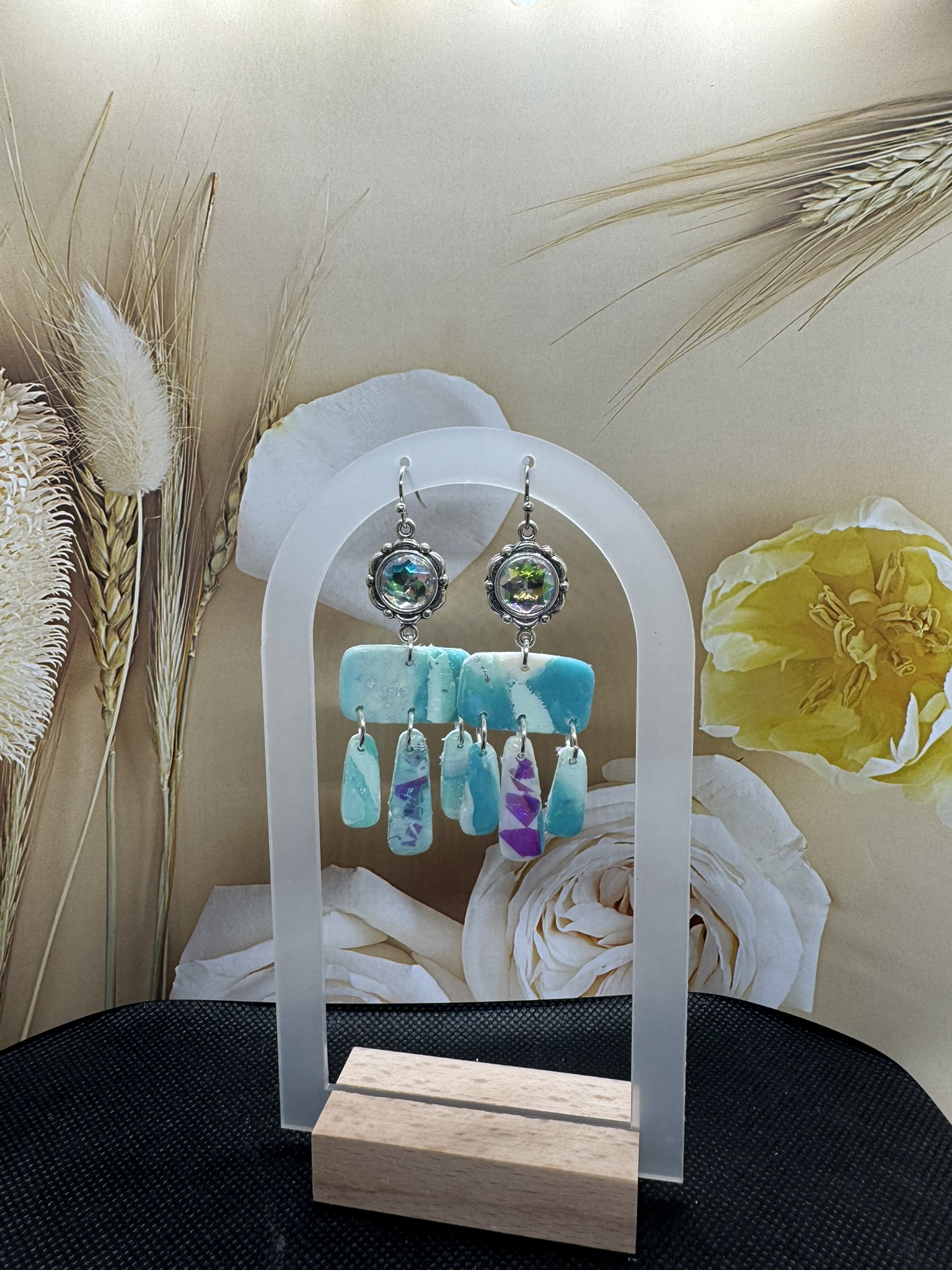 Faux Opal Boho Dangle Earrings