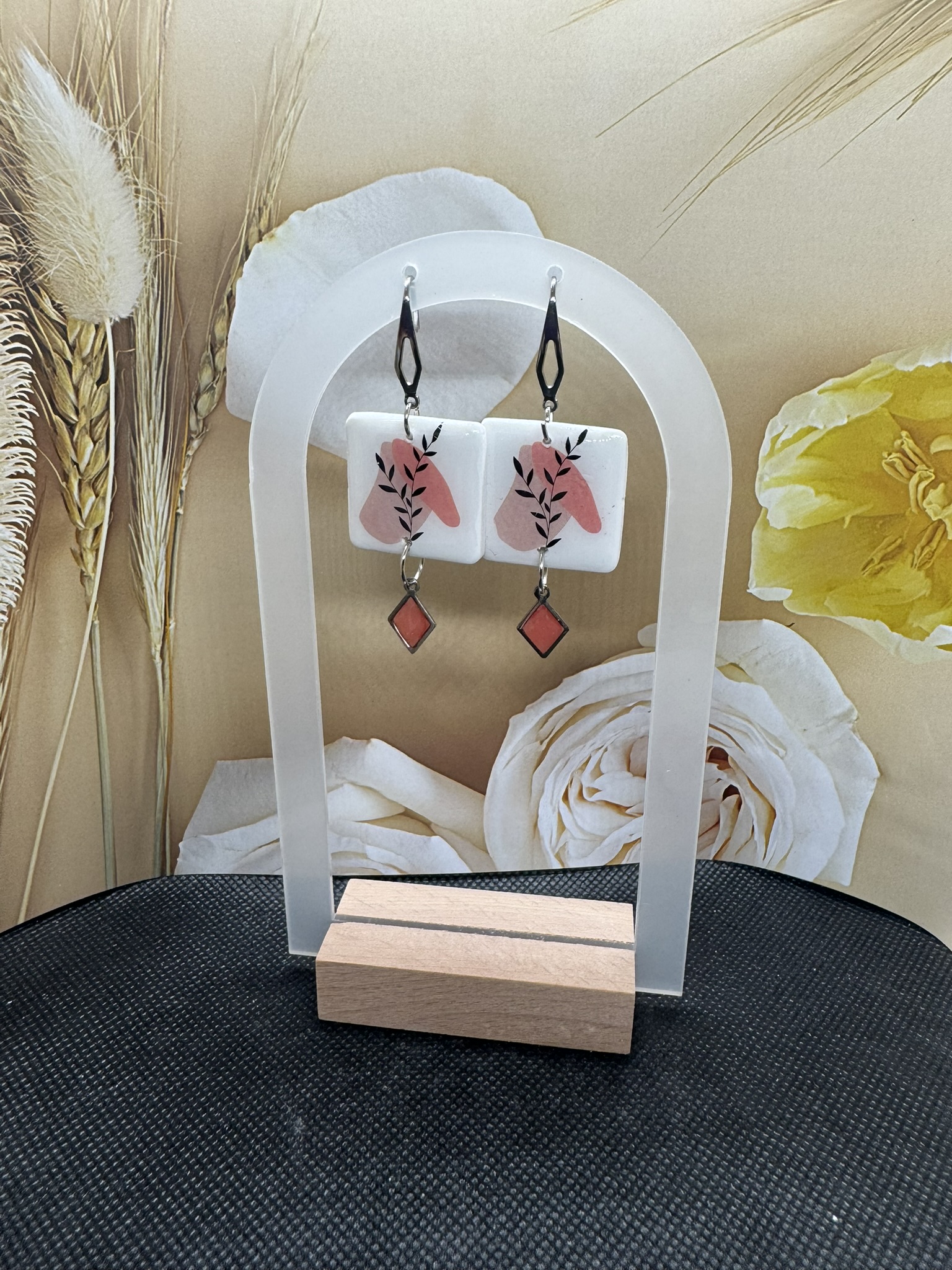 Floral Square Earrings