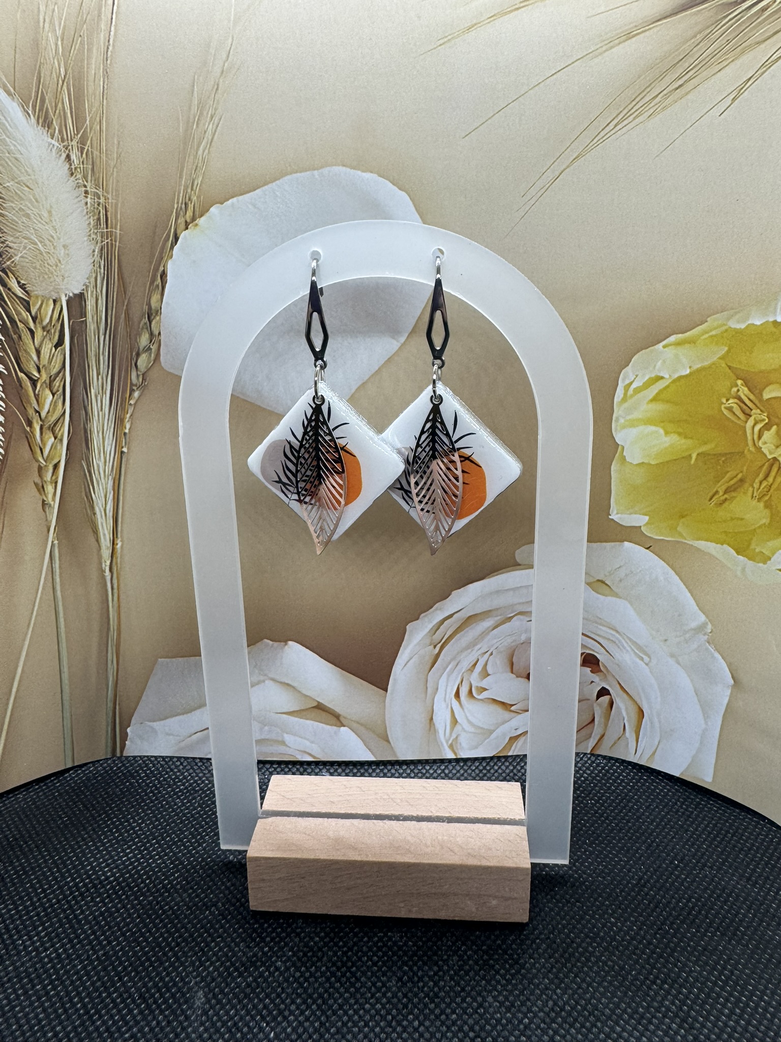 Geometric Feather Earrings
