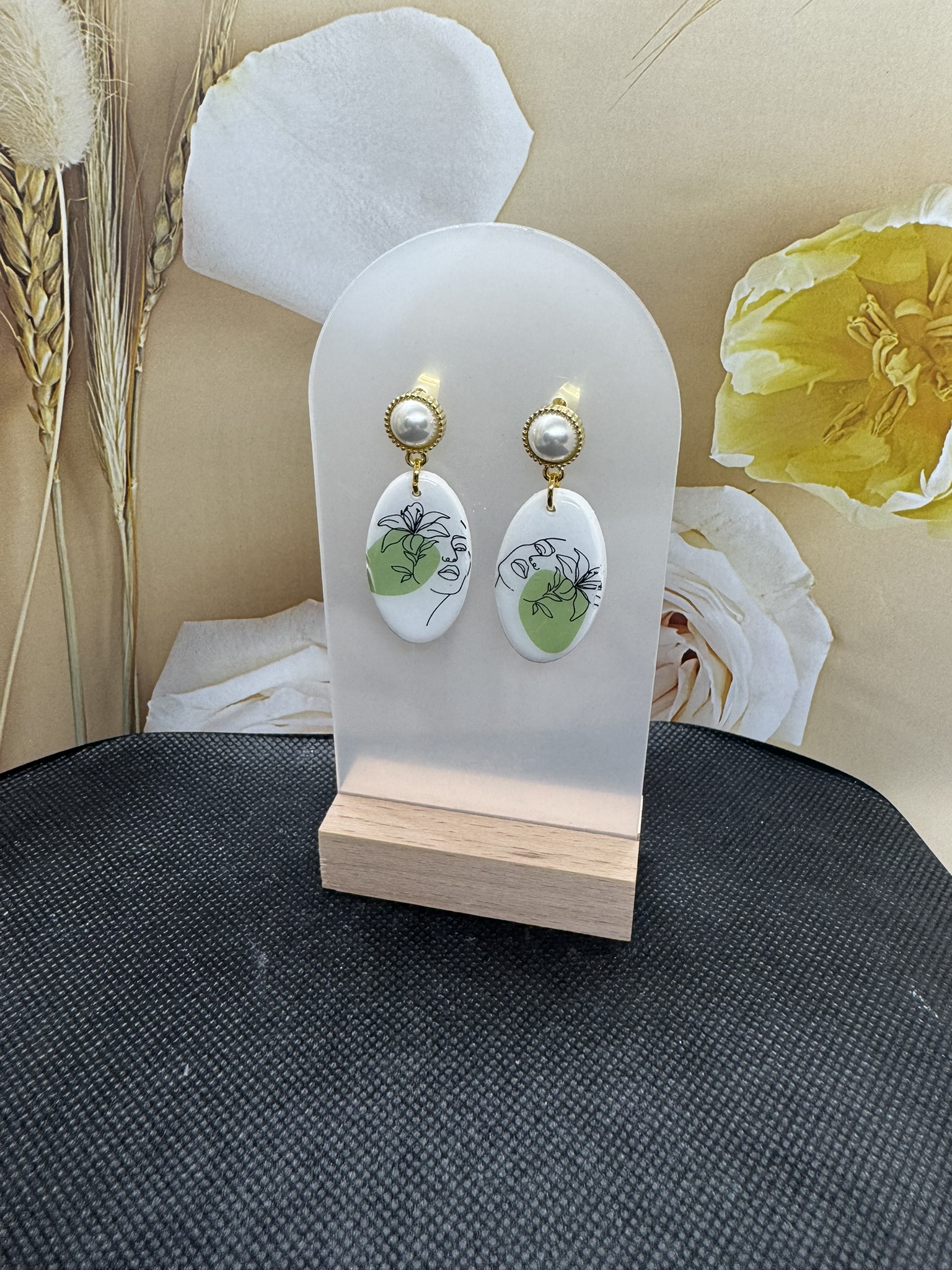 Oval Floral Earrings