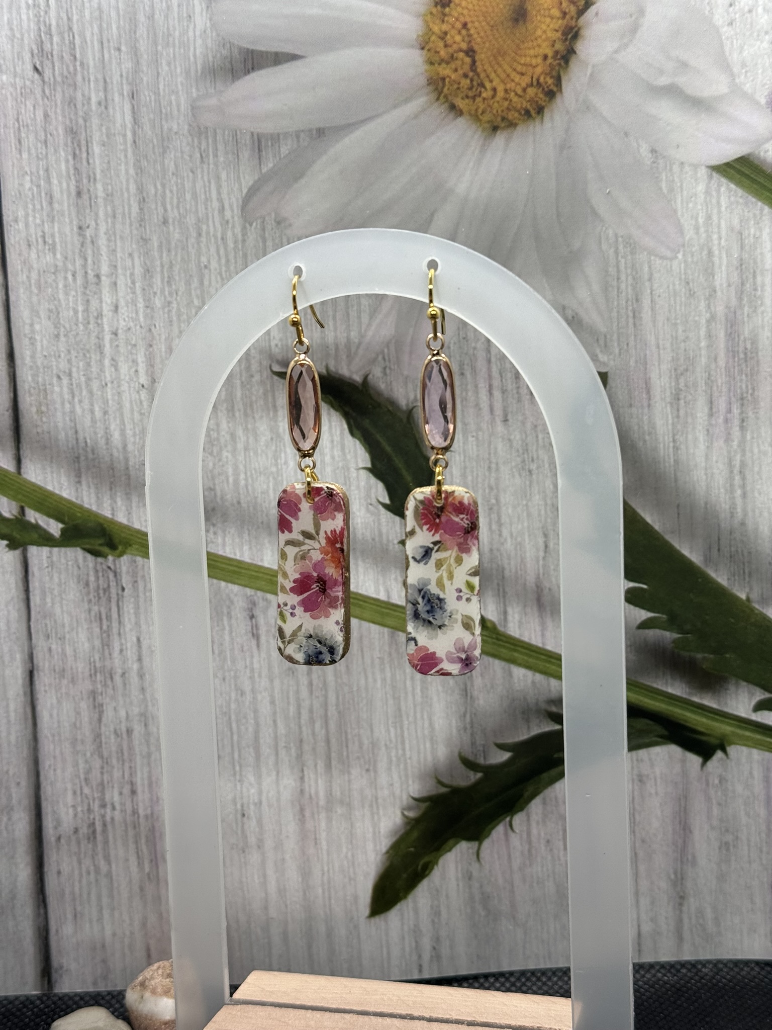 Floral Clay Drop Earrings