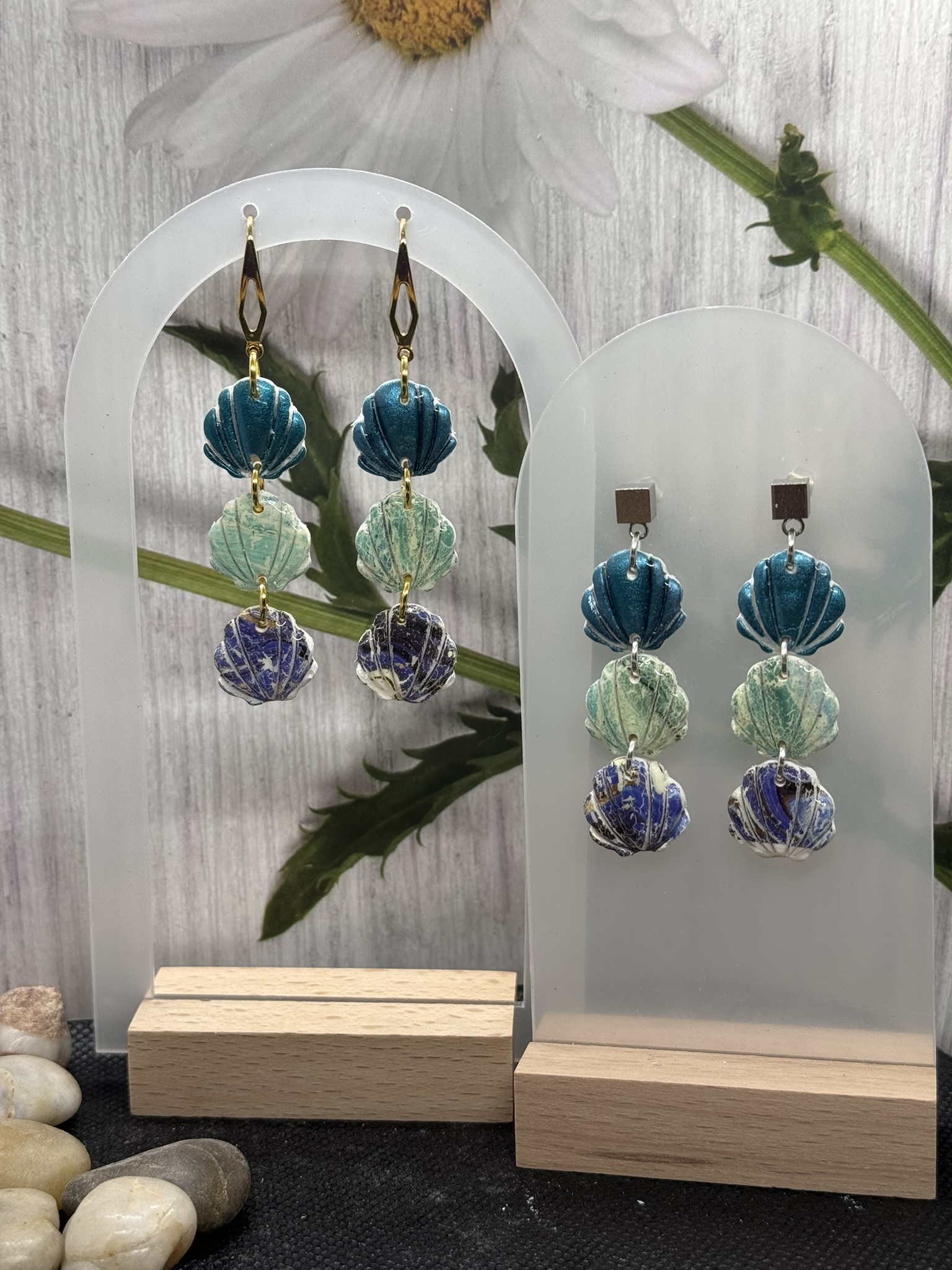 Faux Stone Shell Dangles