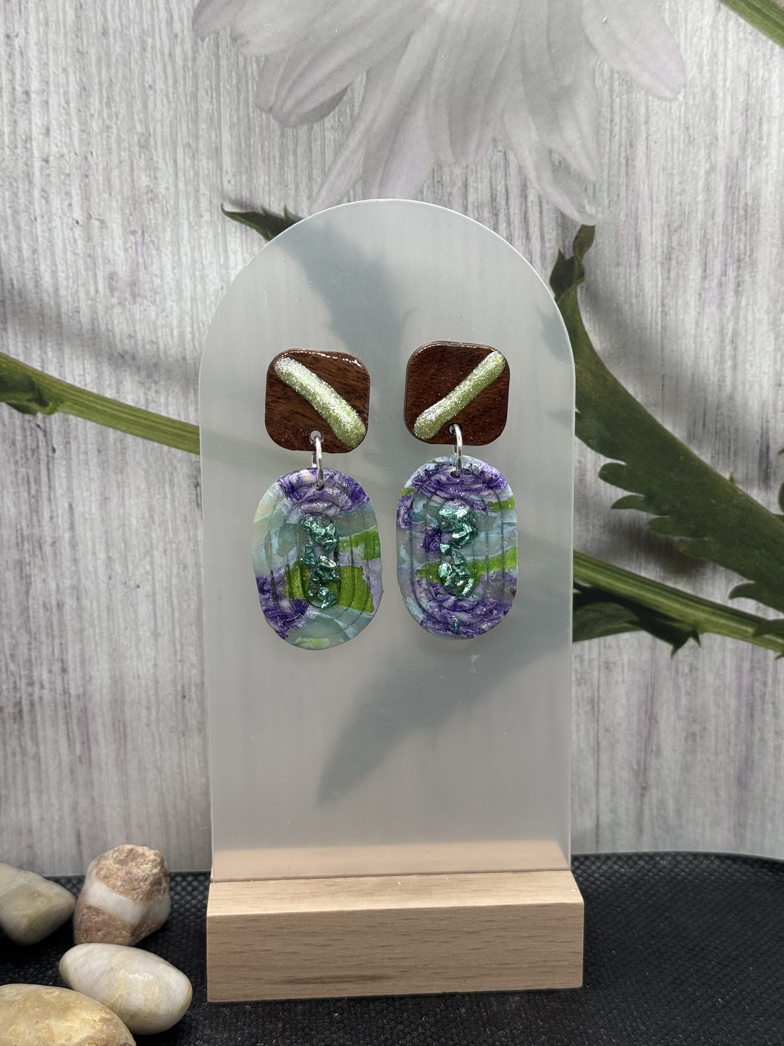 Wood, Resin and Pastel Faux Stone with Crushed Glass