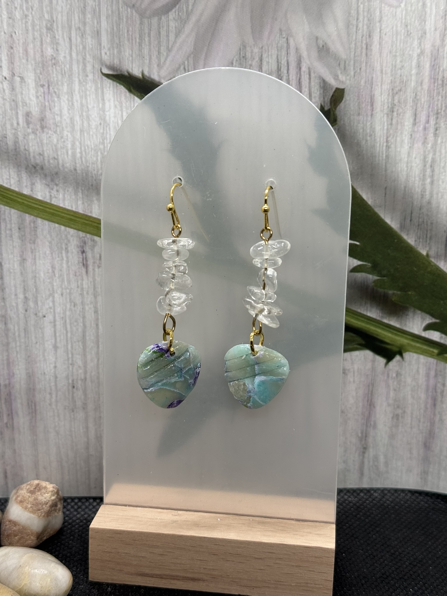 Pastel Clay Faux Stone And Moonstone Dangles