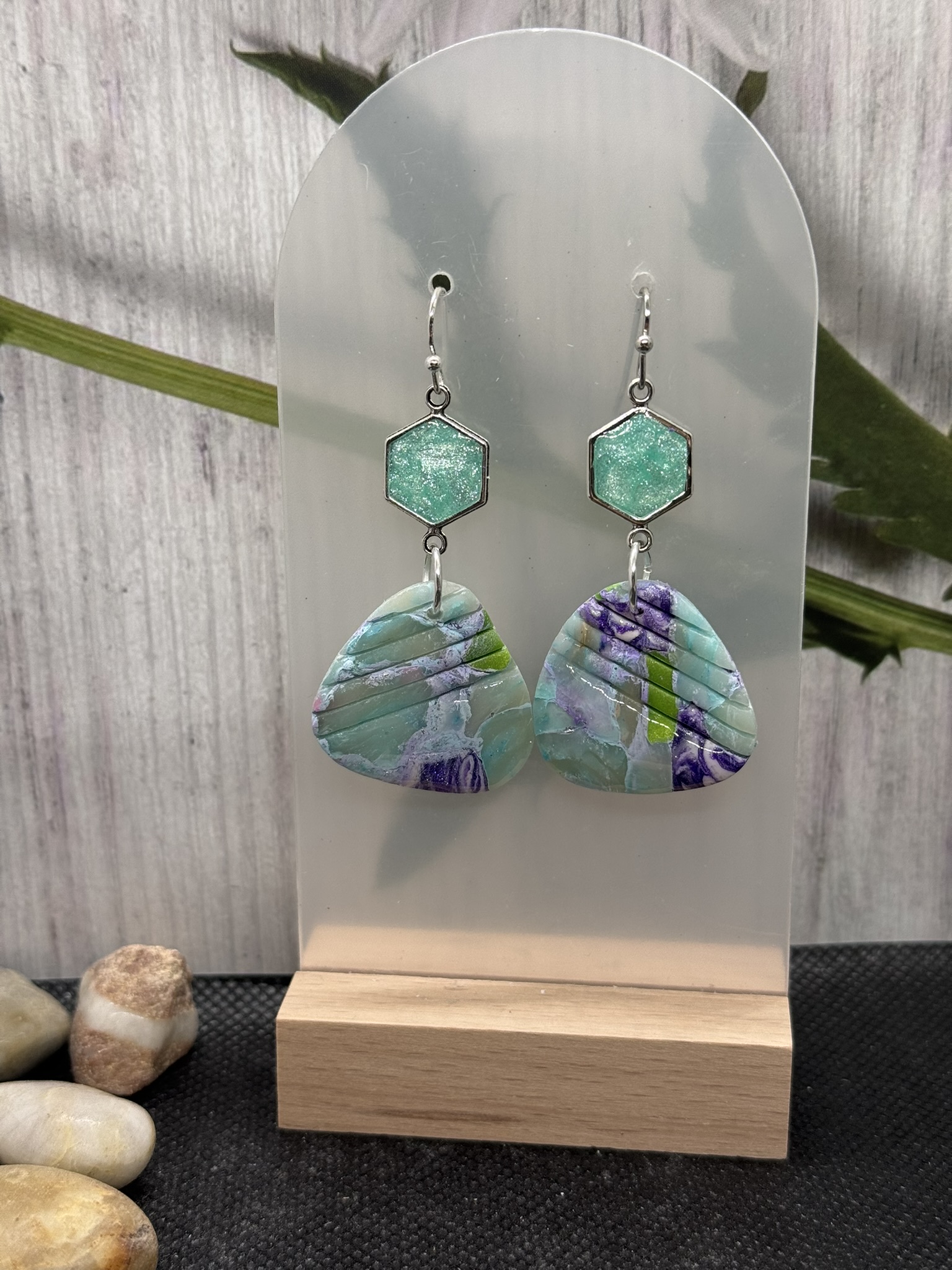 Pastel Faux Stone and resin charm earring
