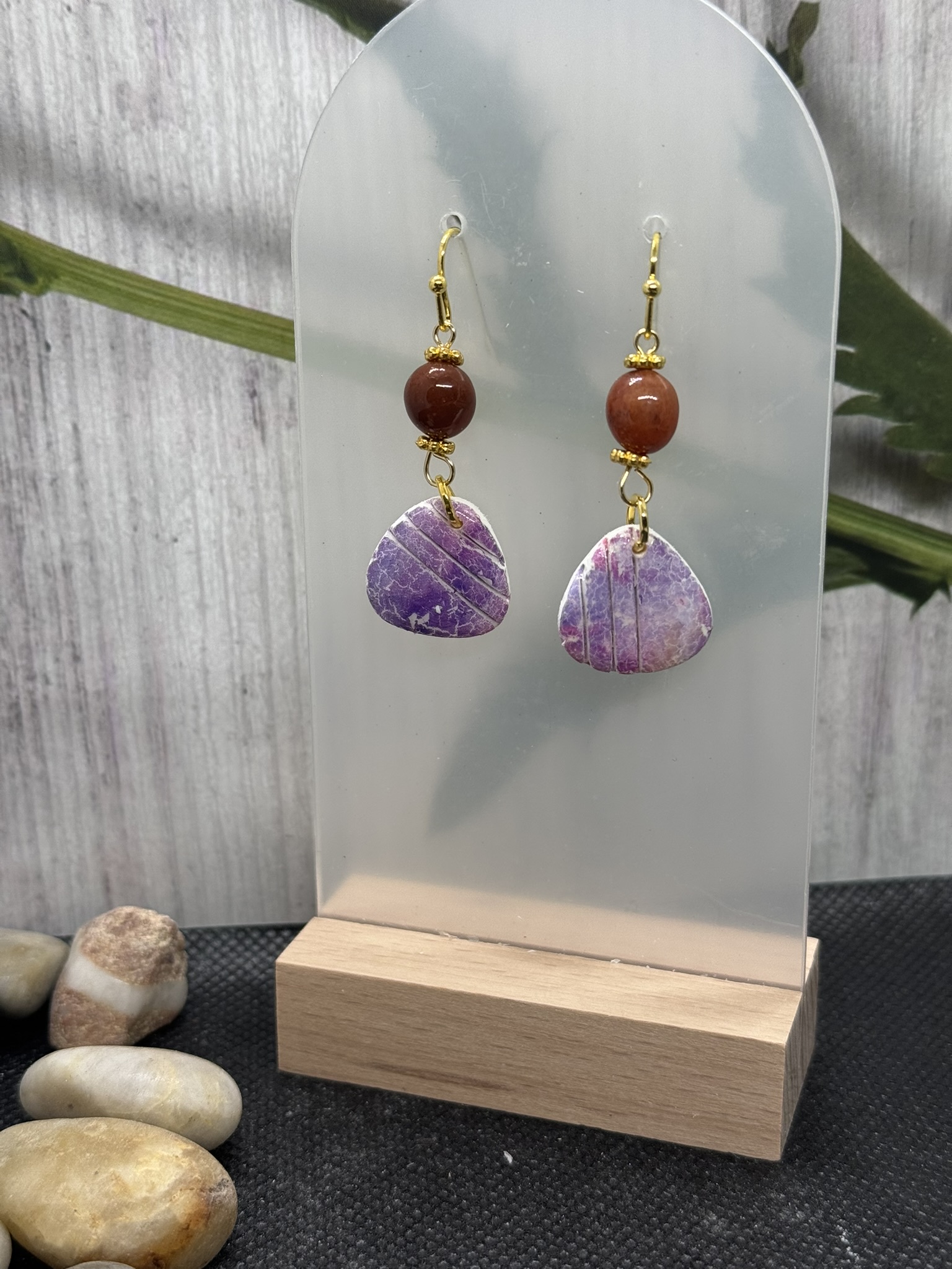 Dainty Pastel Faux stone Hanging on Gemstone Bead
