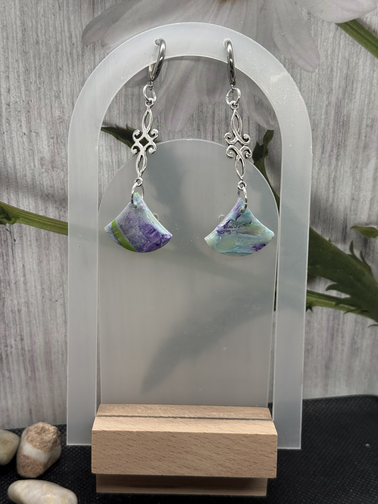 Geometric Pastel Faux Clay Dangle Earrings