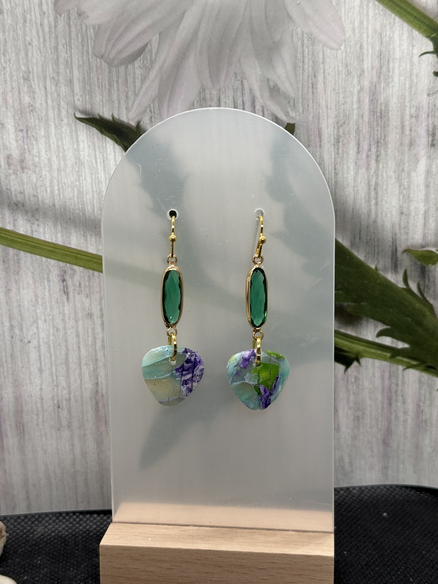 Pastel and Glass Bead Drop Earrings