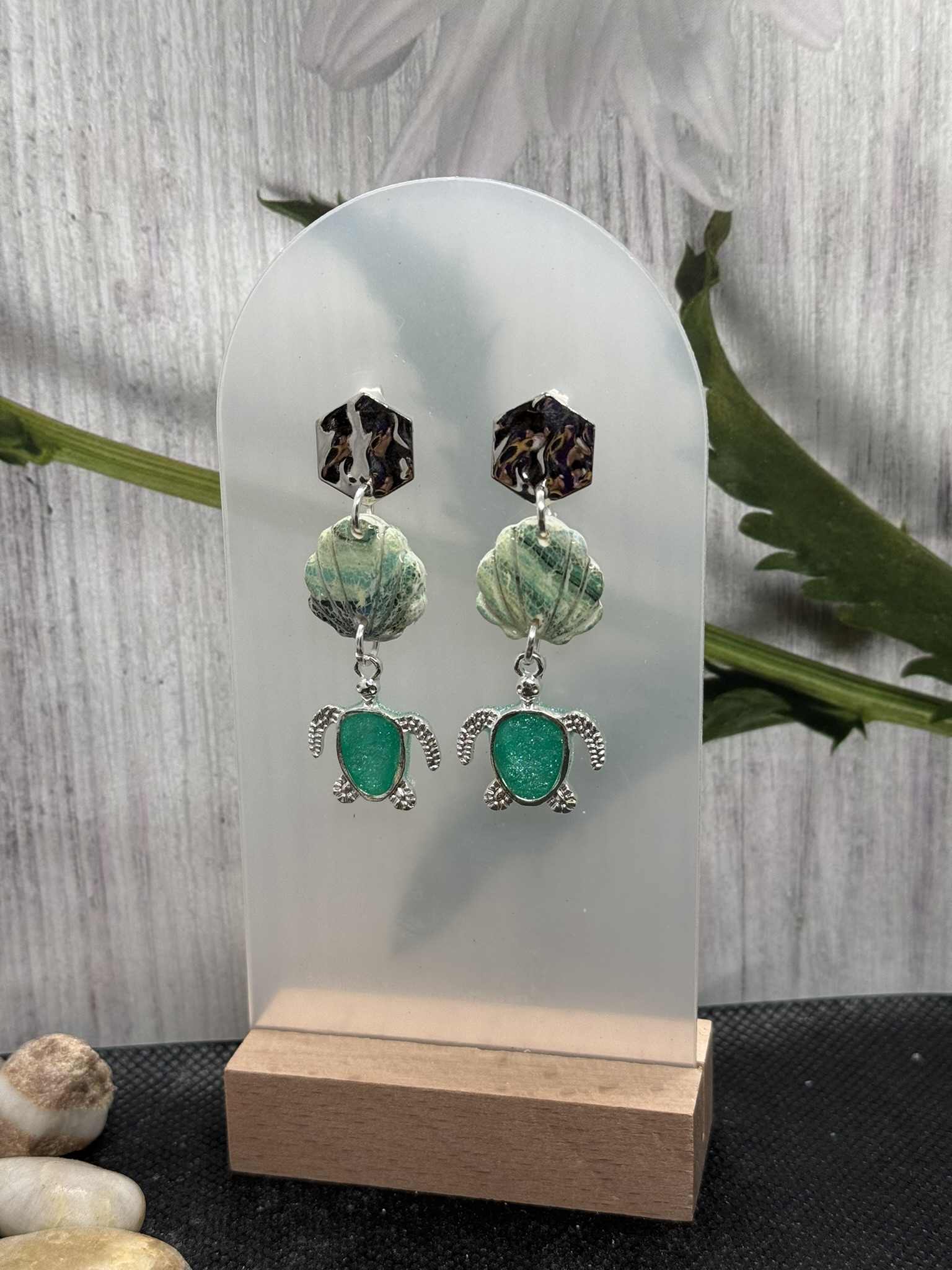 Turtle Shell Drop Earrings
