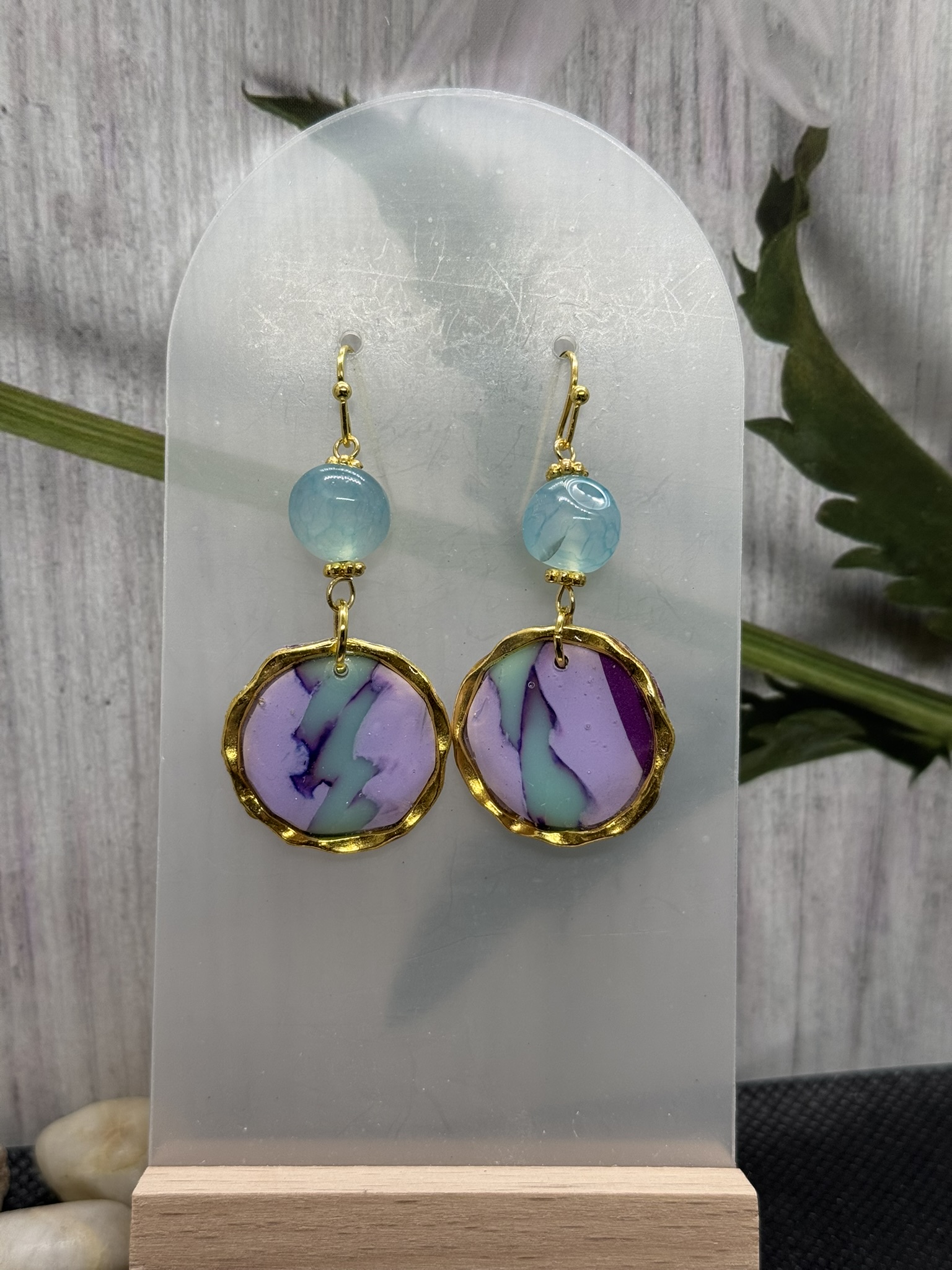 Lavendar and Mint Circle Dangles