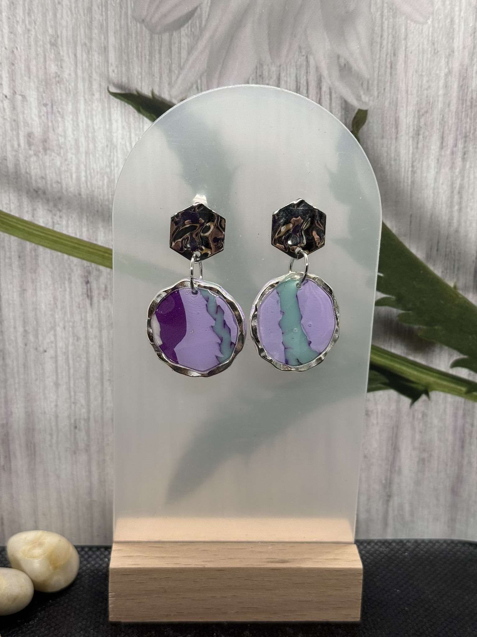 Hammered Circle Dangle Earrings