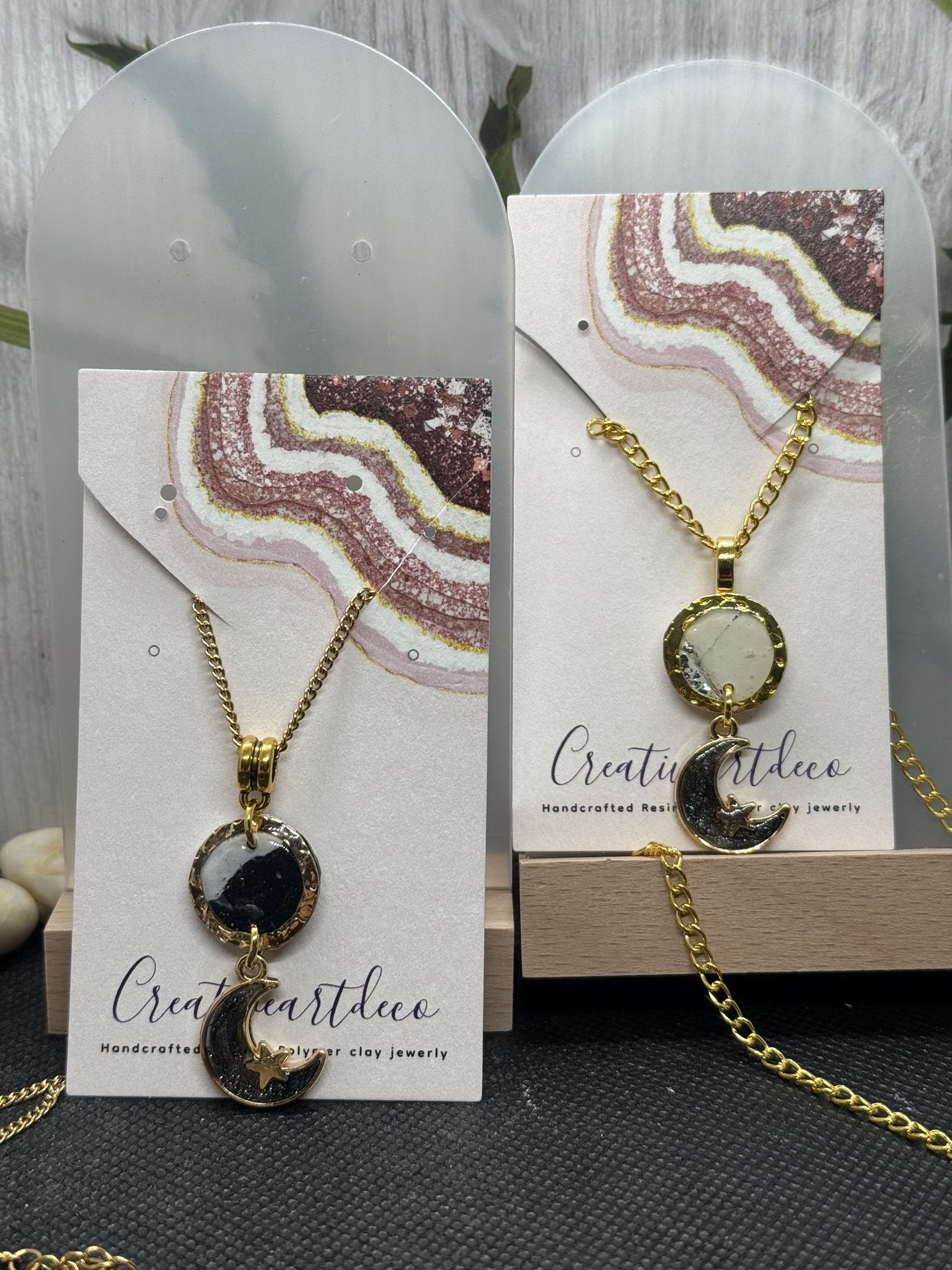 Snake Skin Moon Pendant Necklace