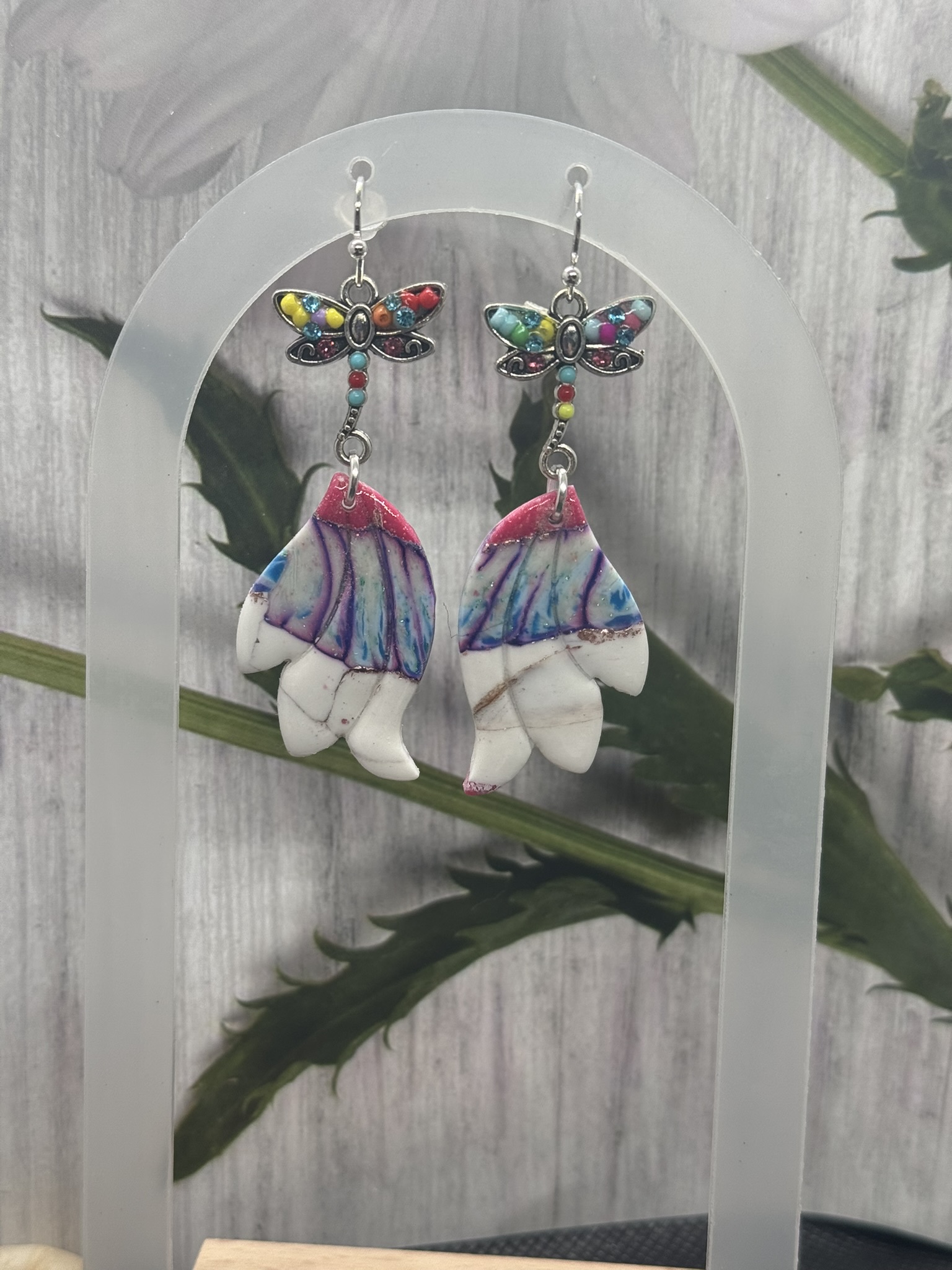 Dragon Fly Wing Dangle Earrings