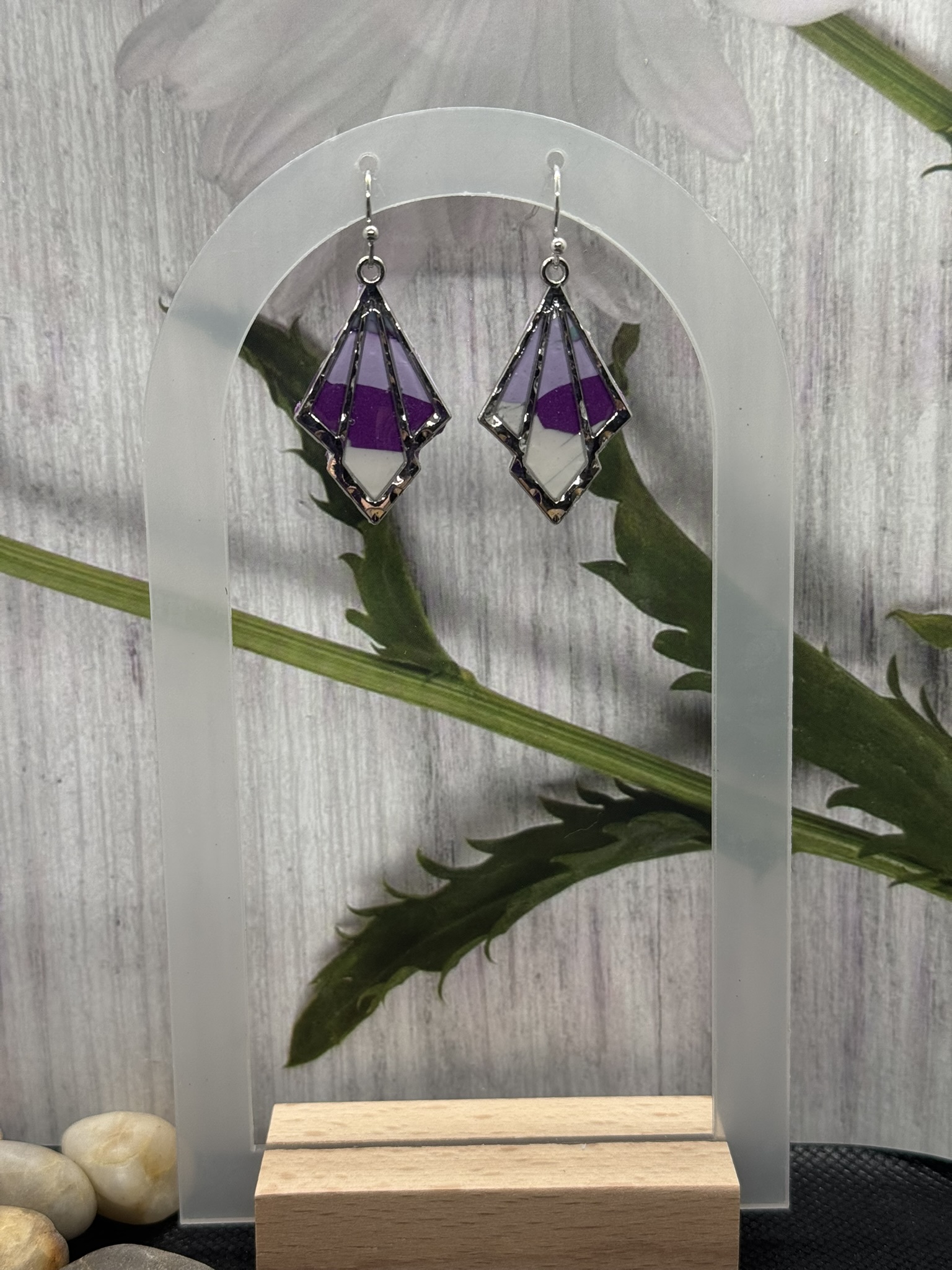 Purple Tone Geometric Earrings
