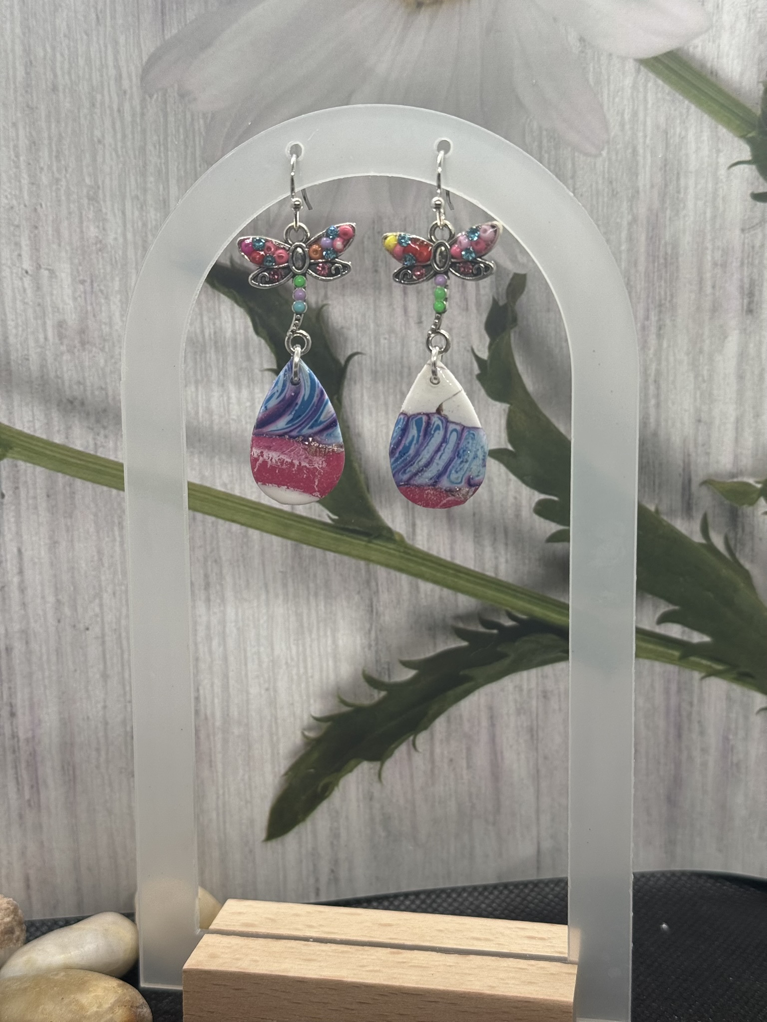 Dragon Fly Teardrop Dangle Earrings