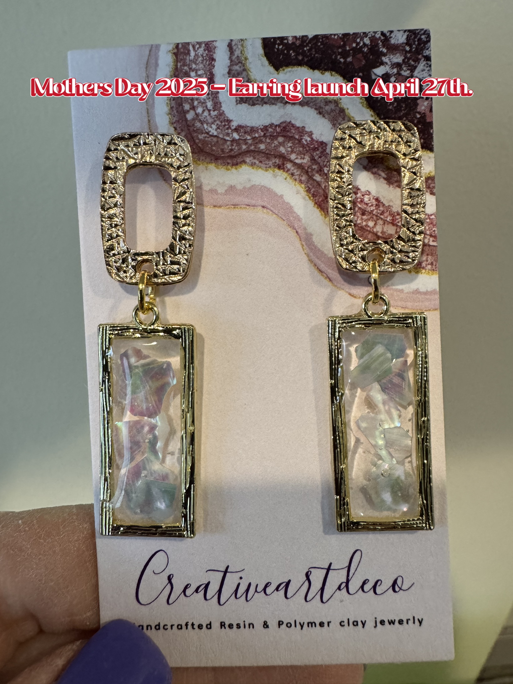 Resin & and Abalone Shell Earrings