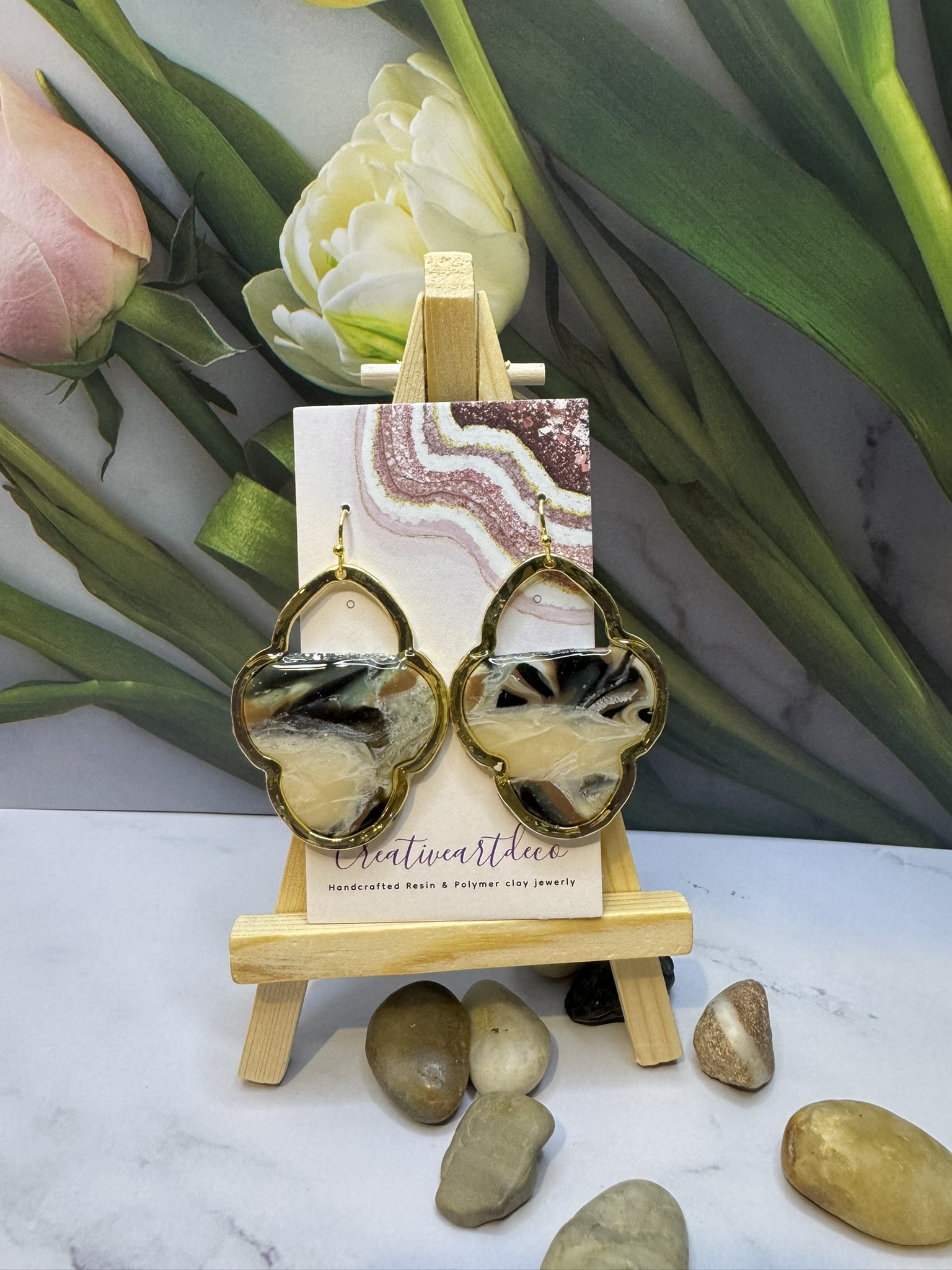 Bold and Beautiful Faux Stone Clay Earrings