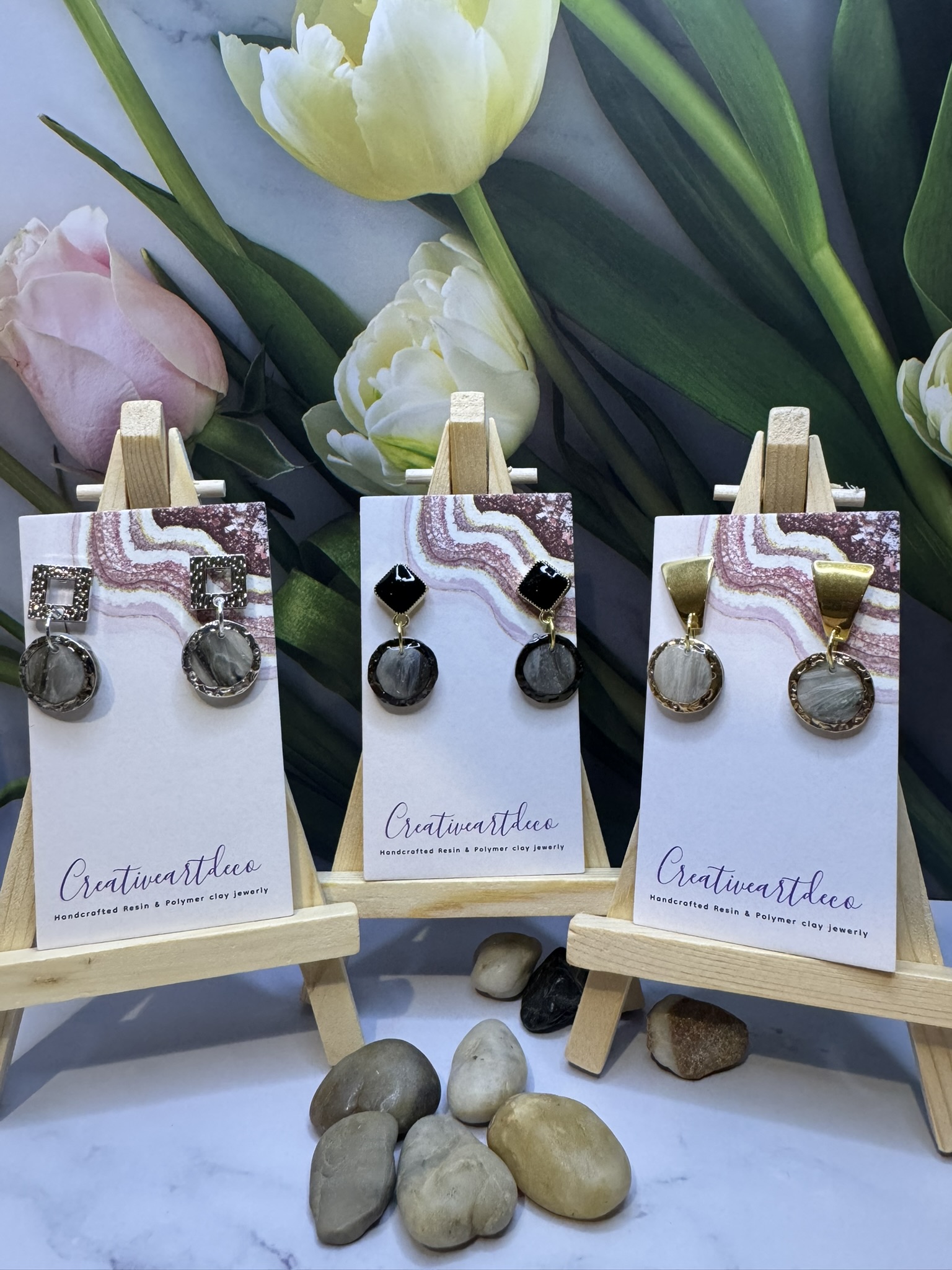 Faux Clay Stone Dangle Earrings
